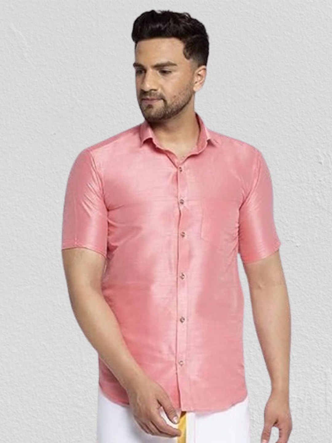 

BANHUSSAIN Men Opaque Party Shirt, Pink