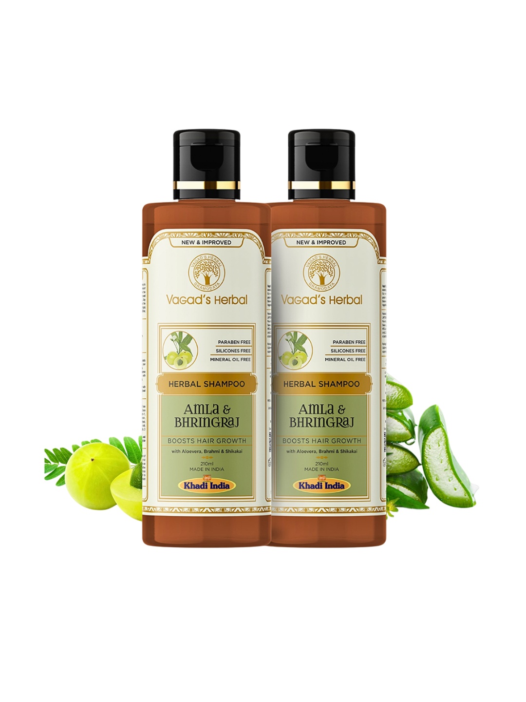 

Vagads Set Of 2 Herbal Amla & Bhringraj Shampoo- 210 ml Each, Brown