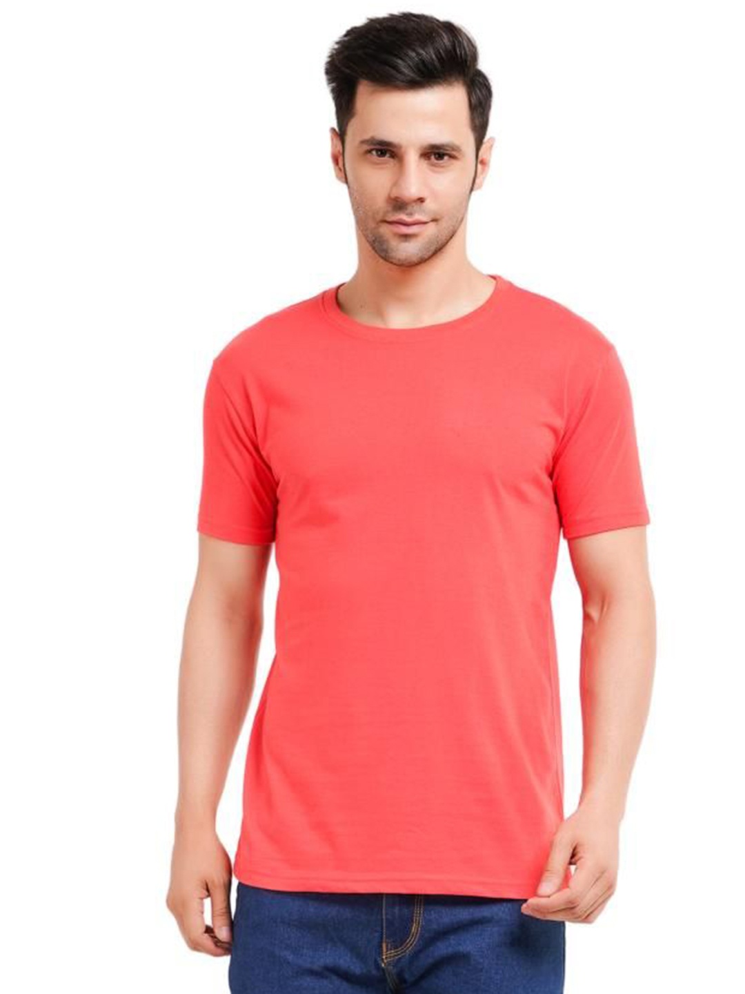 

XO Celebrating Love Men Solid Round Neck Cotton T-shirt, Red