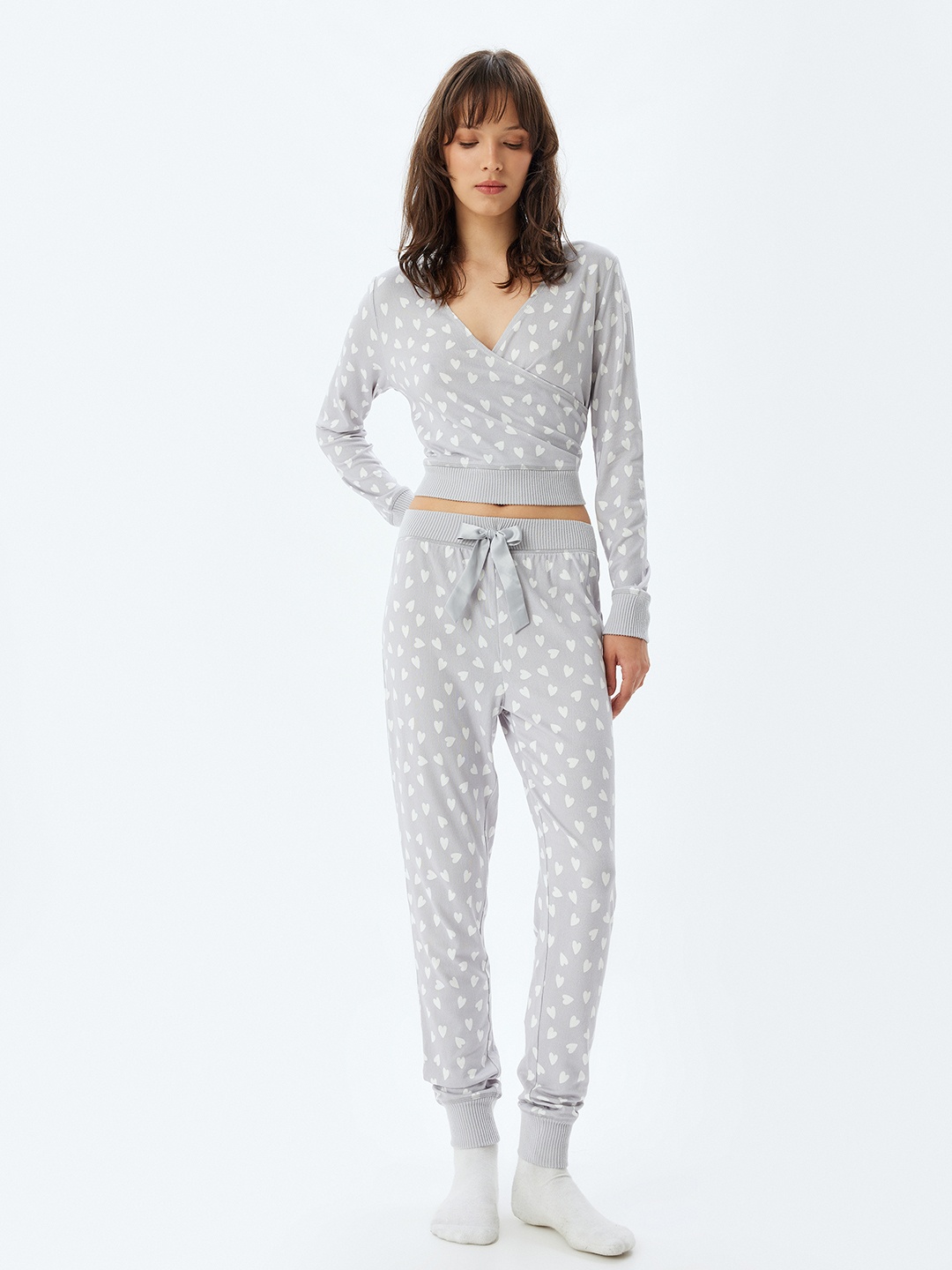 

Koton Women Printed Night suit, Grey