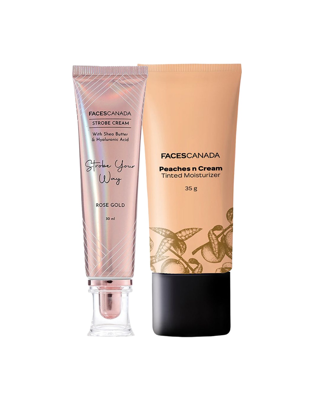 

FACES CANADA Set Of 2 Strobe Cream 30 ml - Rose Gold With Tinted Moisturizer 35g- Light 01