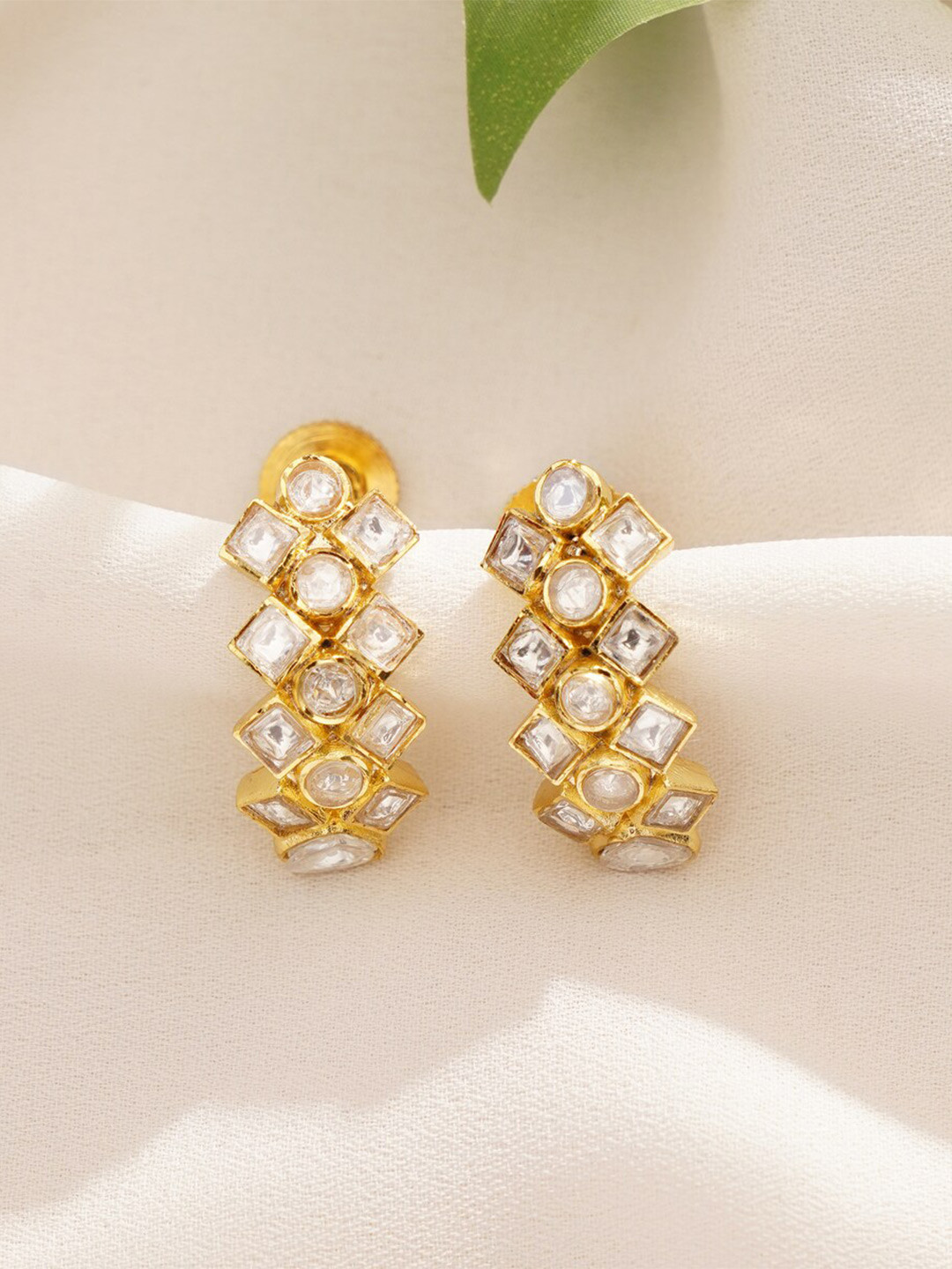 

JAYPORE Contemporary Jhumkas Earrings, Gold