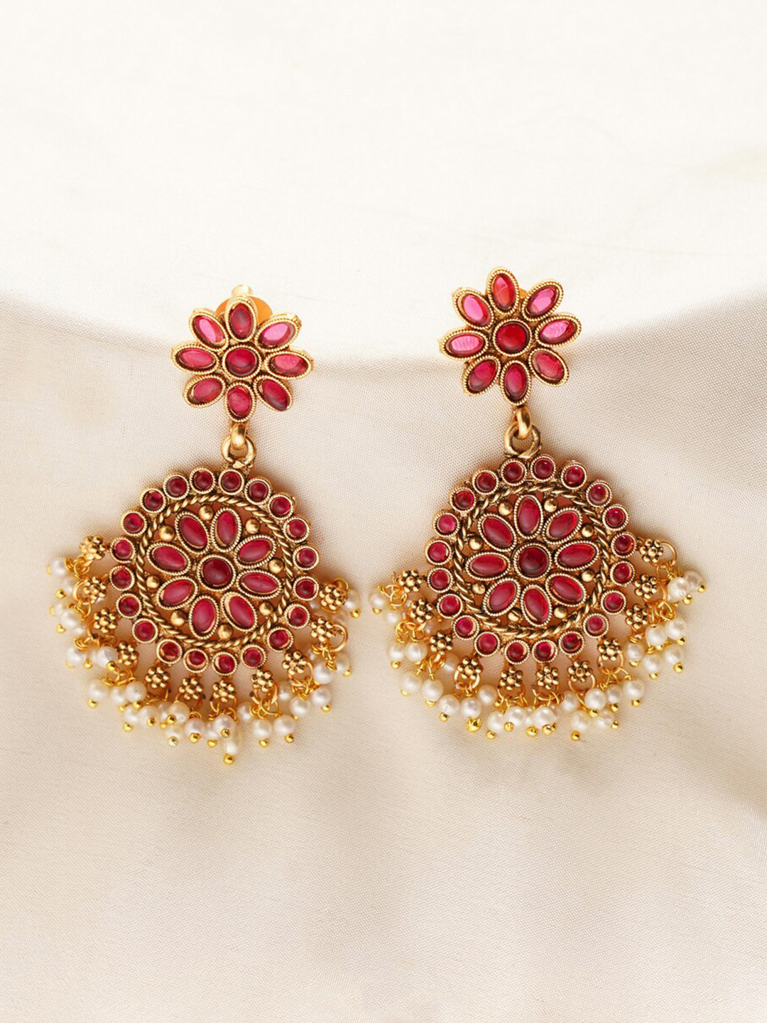 

JAYPORE Gold-Plated Contemporary Drop Earrings