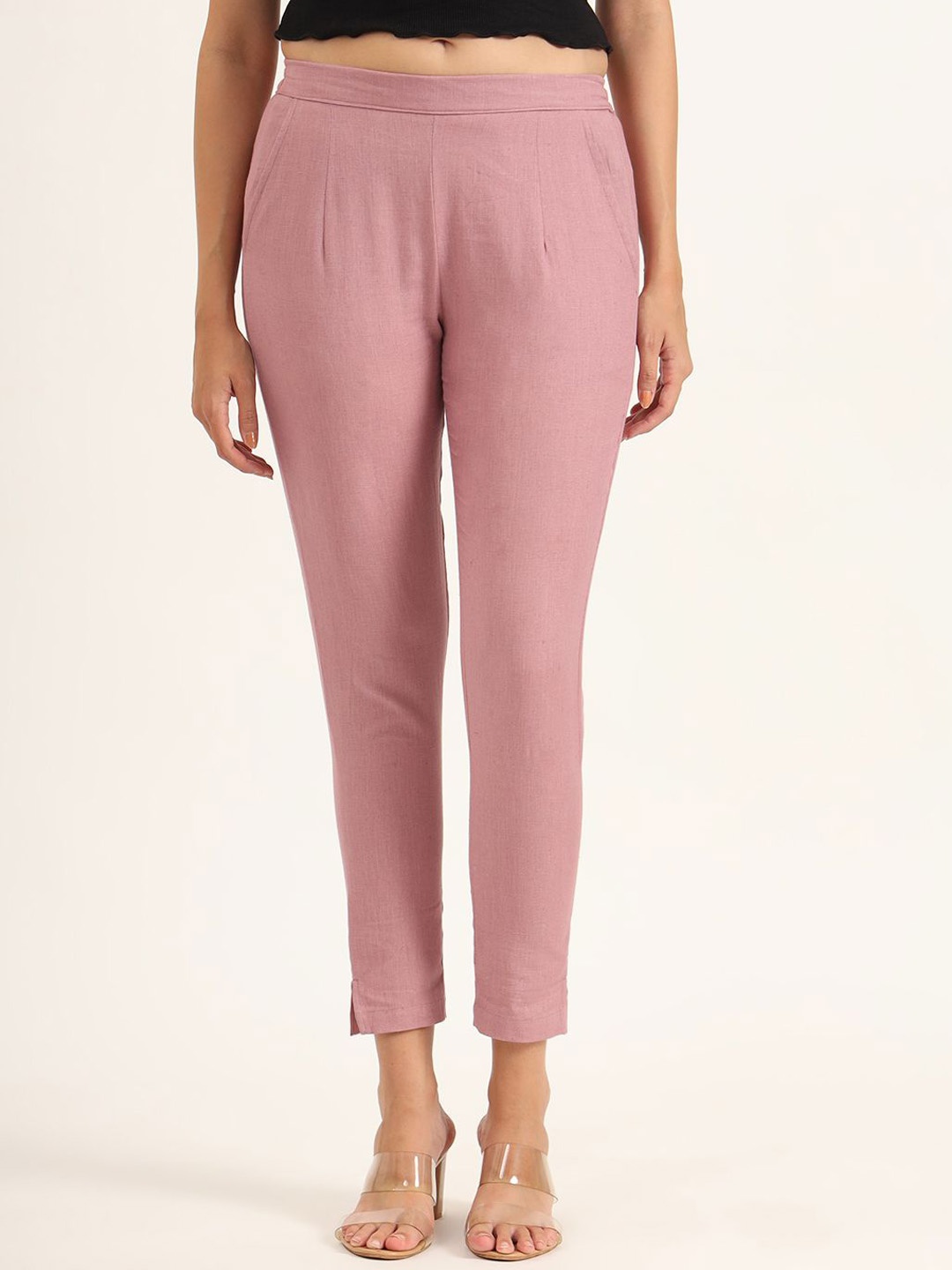 

KALINI Women Smart Mid-Rise Trousers, Pink