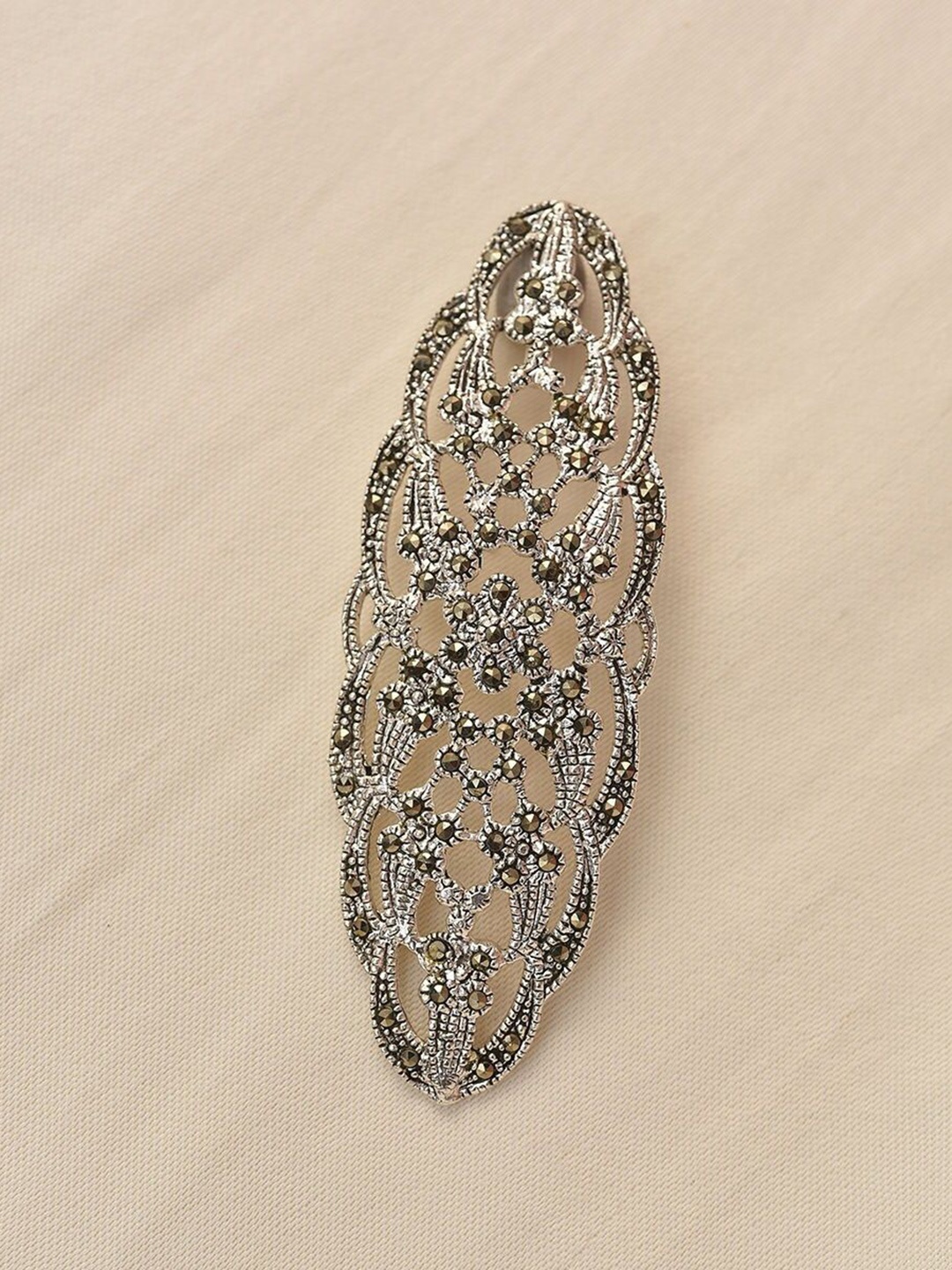 

JAYPORE Silver Stone Studded Contemporary Pendant