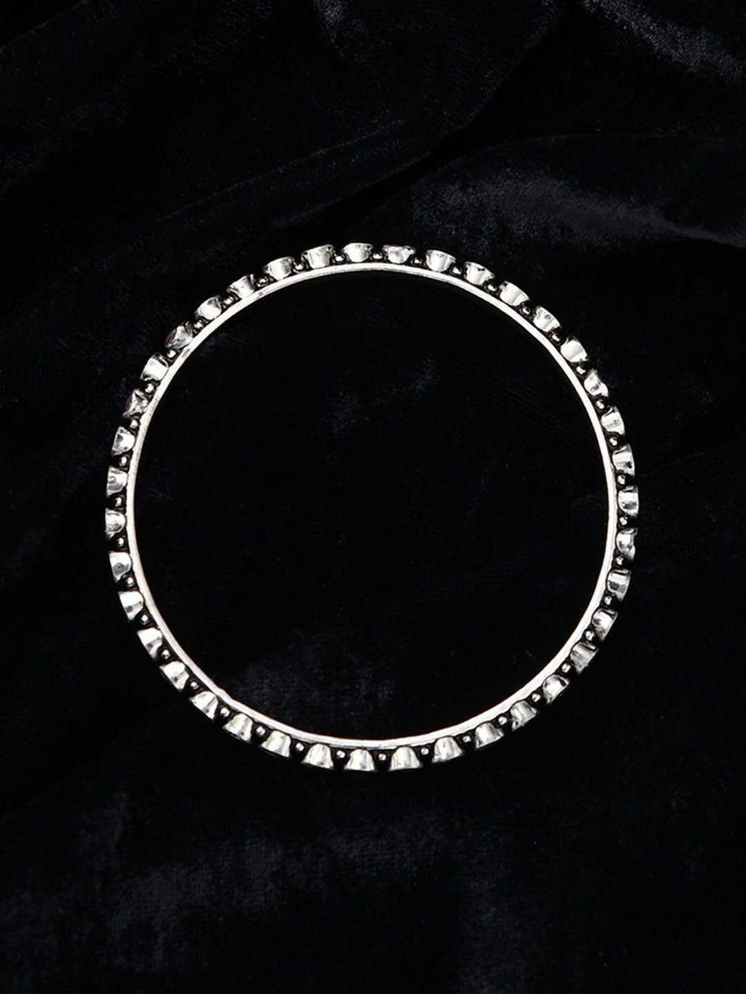 

JAYPORE Pure Silver Stone-Studded Bangle