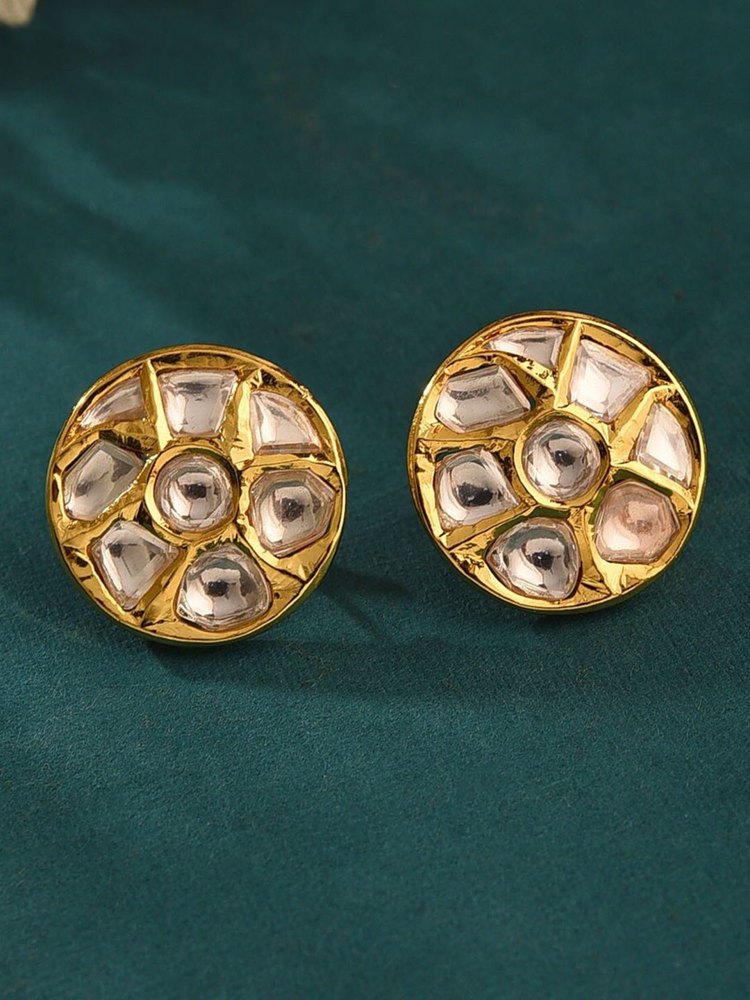 

JAYPORE Stone Studded Contemporary Studs, Silver