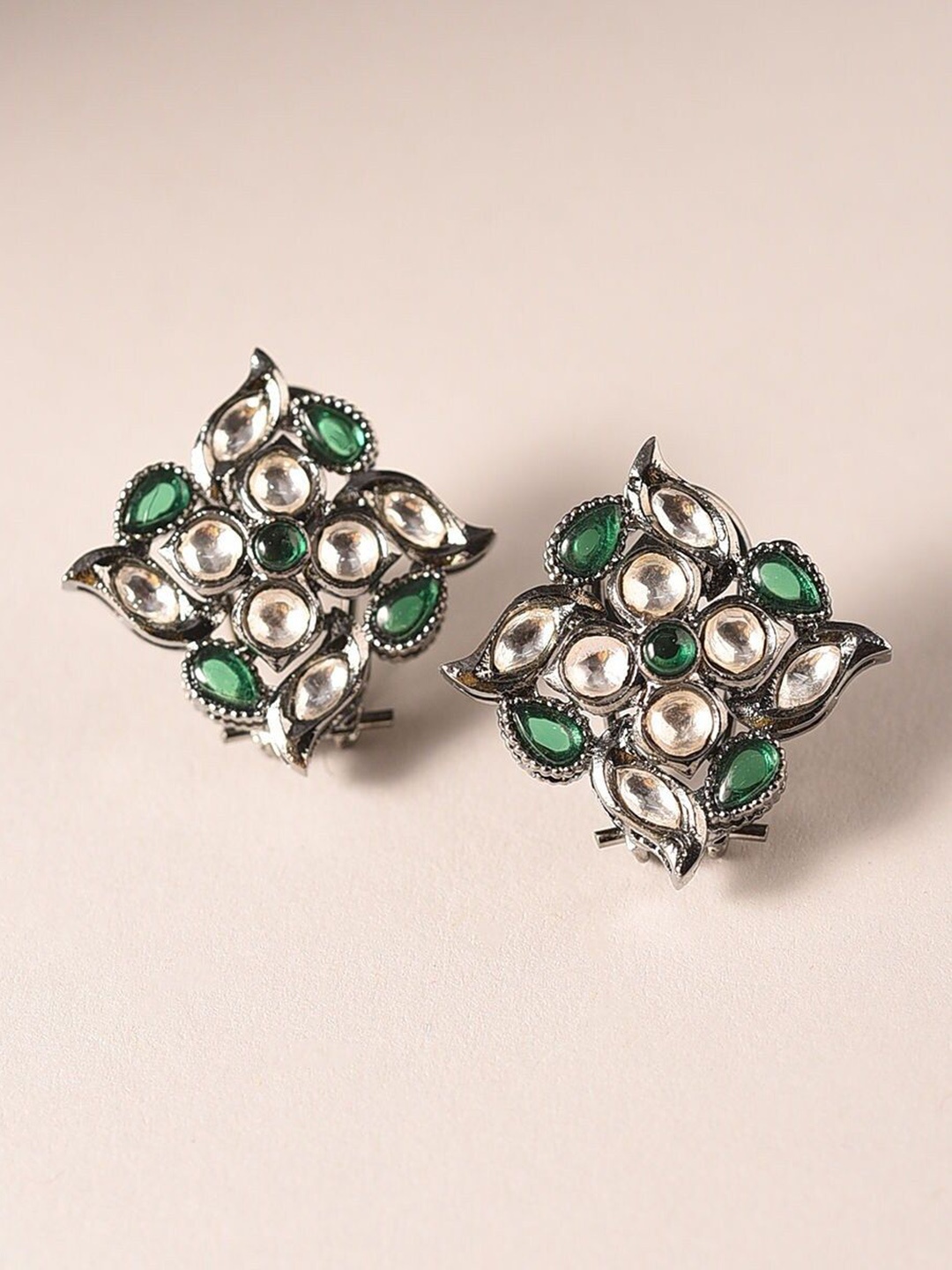 

JAYPORE Contemporary Stone Stud Earrings, Gold
