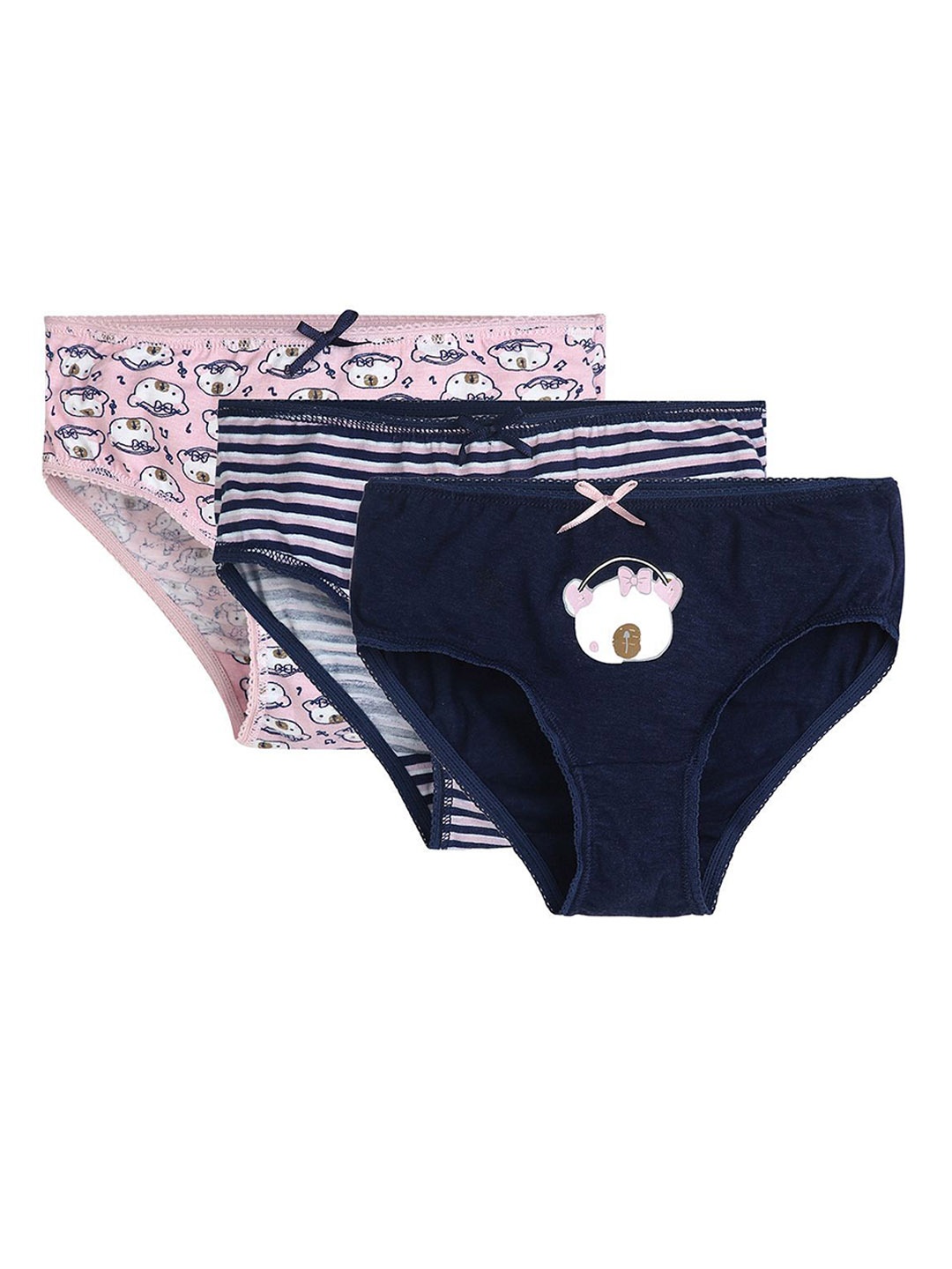 

MINI KLUB Infant Girls Pack Of 3 Printed Basic Brief, Pink