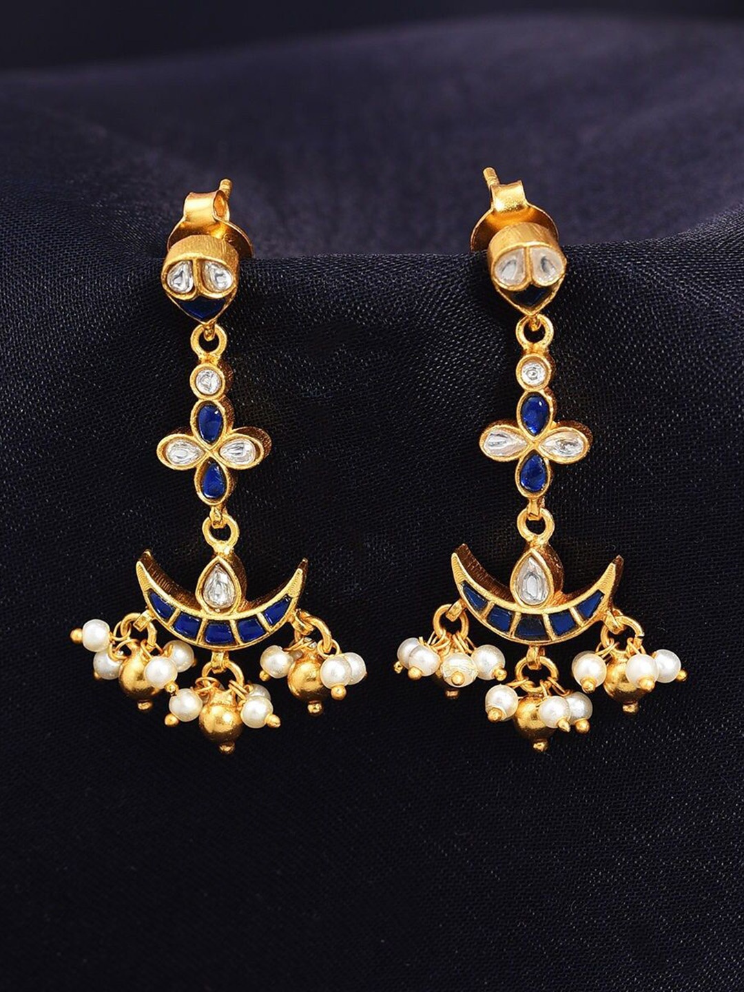 

JAYPORE Gold-Plated Contemporary Drop Earrings