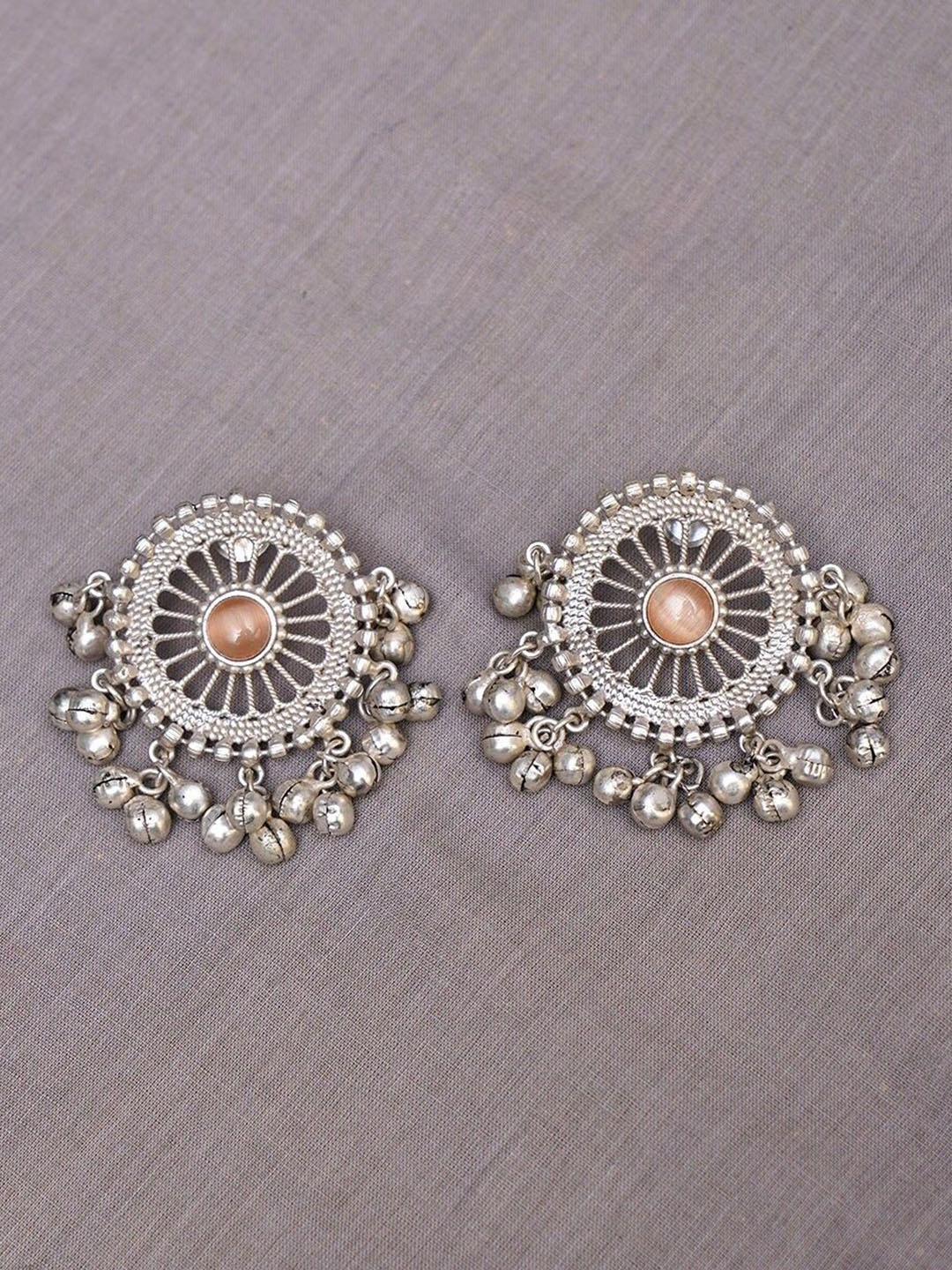 

JAYPORE Silver-Plated Contemporary Drop Earrings