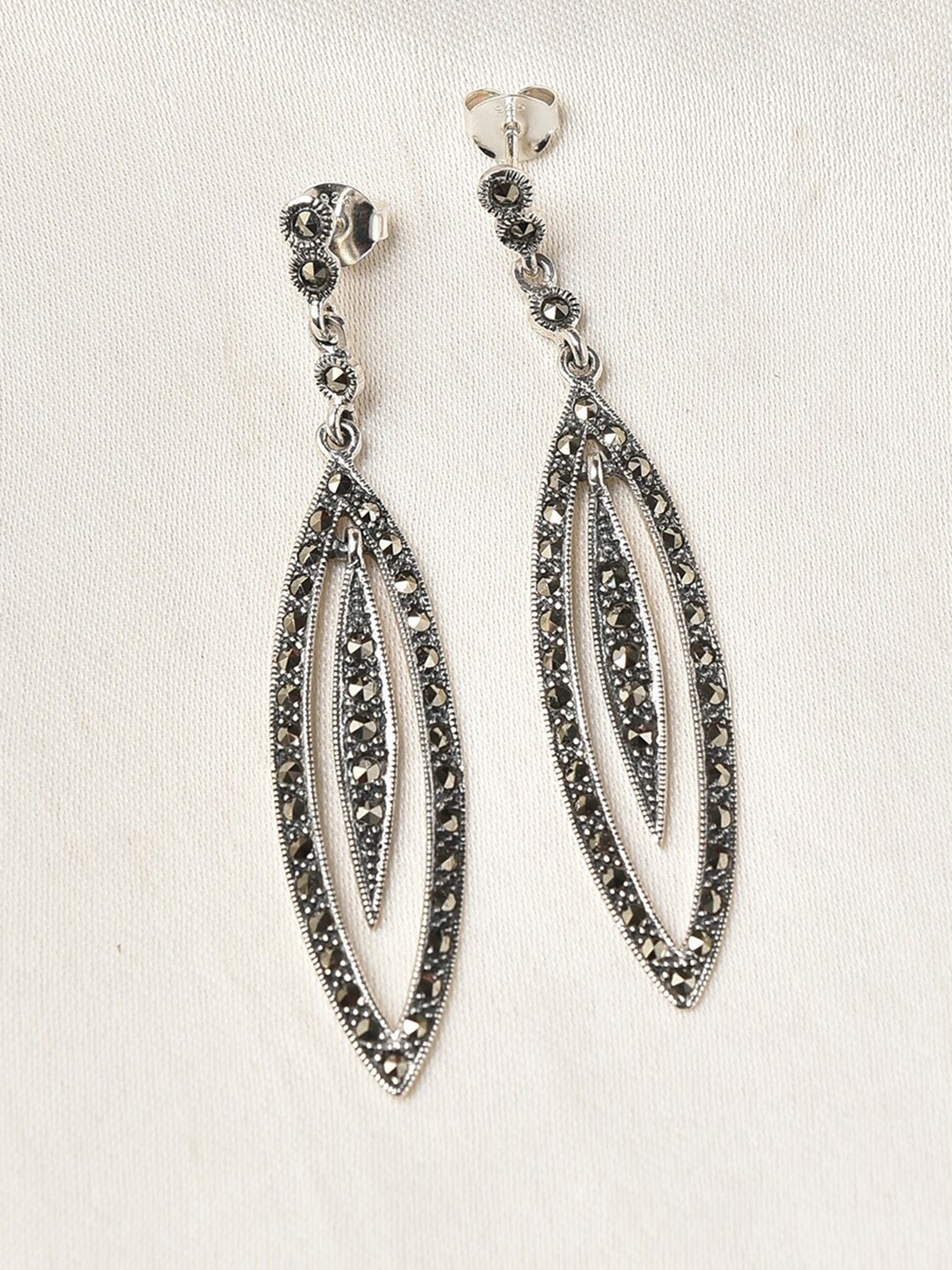 

JAYPORE Silver-Plated Contemporary Drop Earrings
