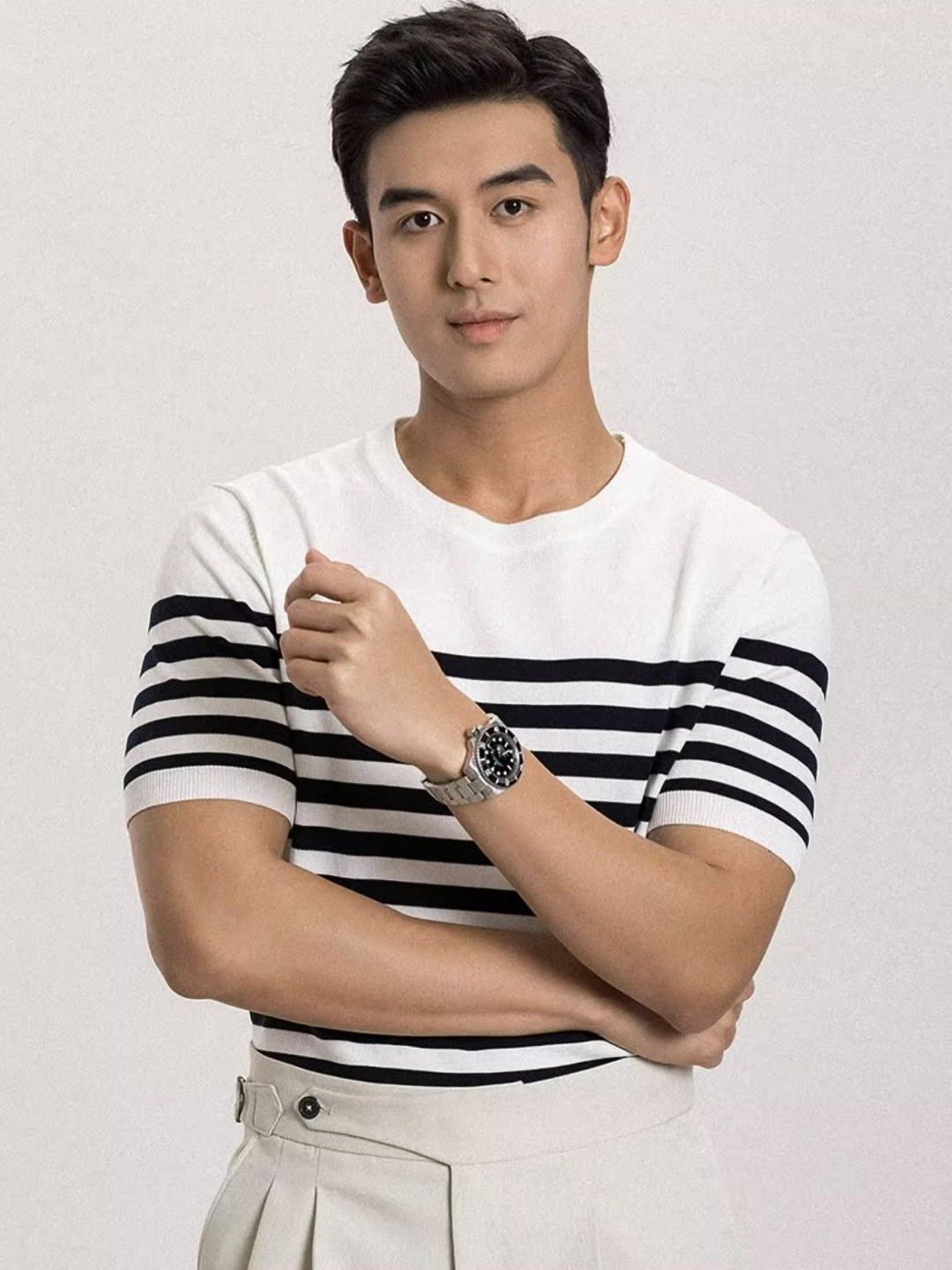 

StyleCast Men Striped Printed Round Neck Slim Fit T-shirt, White