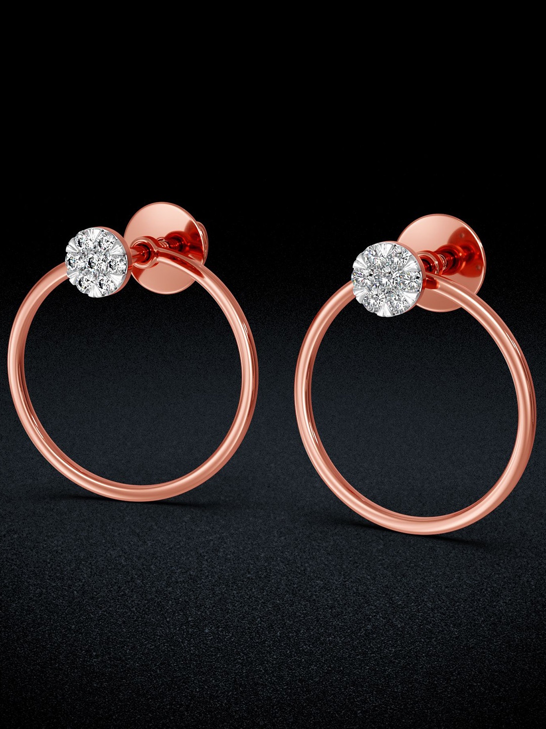 

Joyalukkas Women 18 KT Gold Earrings Diamond 0.7 Carat, Rose gold