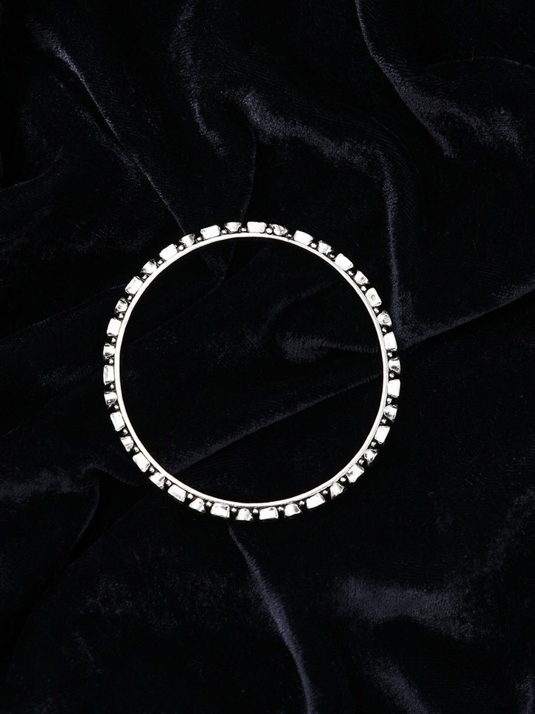 

JAYPORE Silver-Plated Stone Studded Bangle