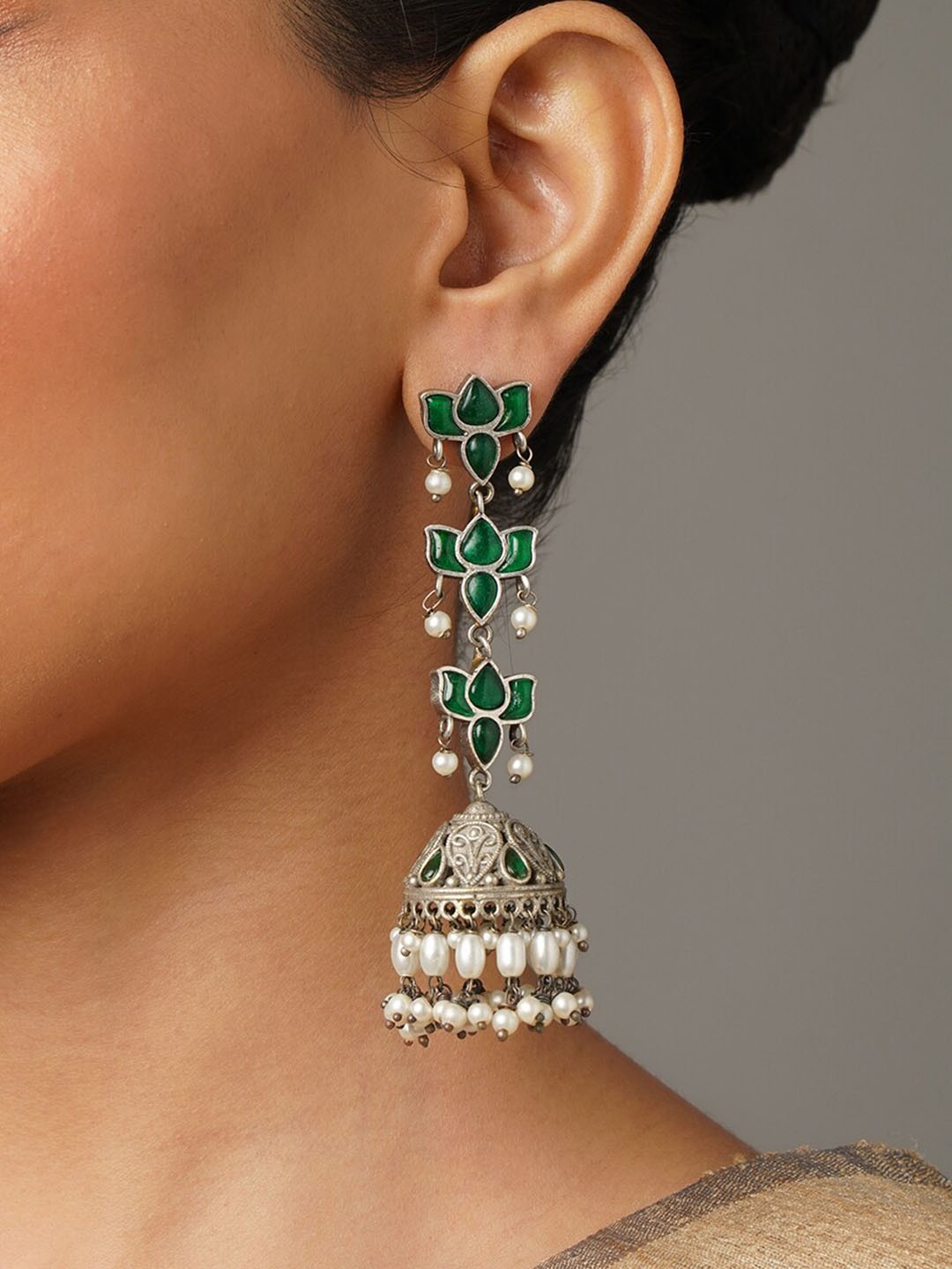 

JAYPORE Contemporary Drop Earrings, Silver