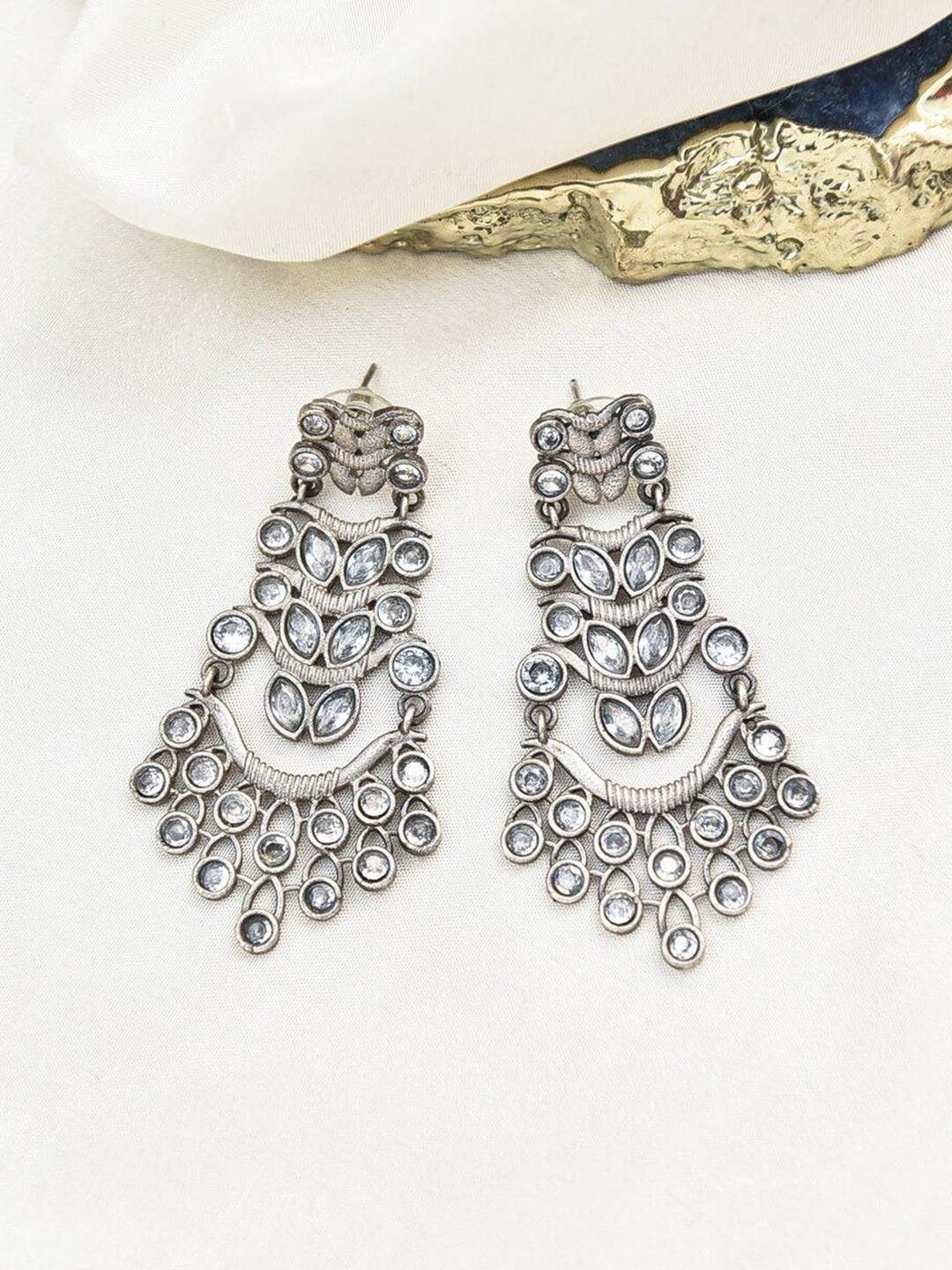 

JAYPORE Contemporary Drop Earrings, Silver