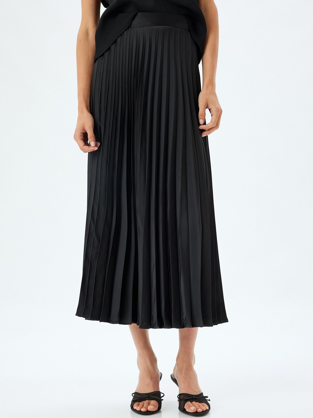 

Koton Women Pleated A-Line Midi Skirt, Black