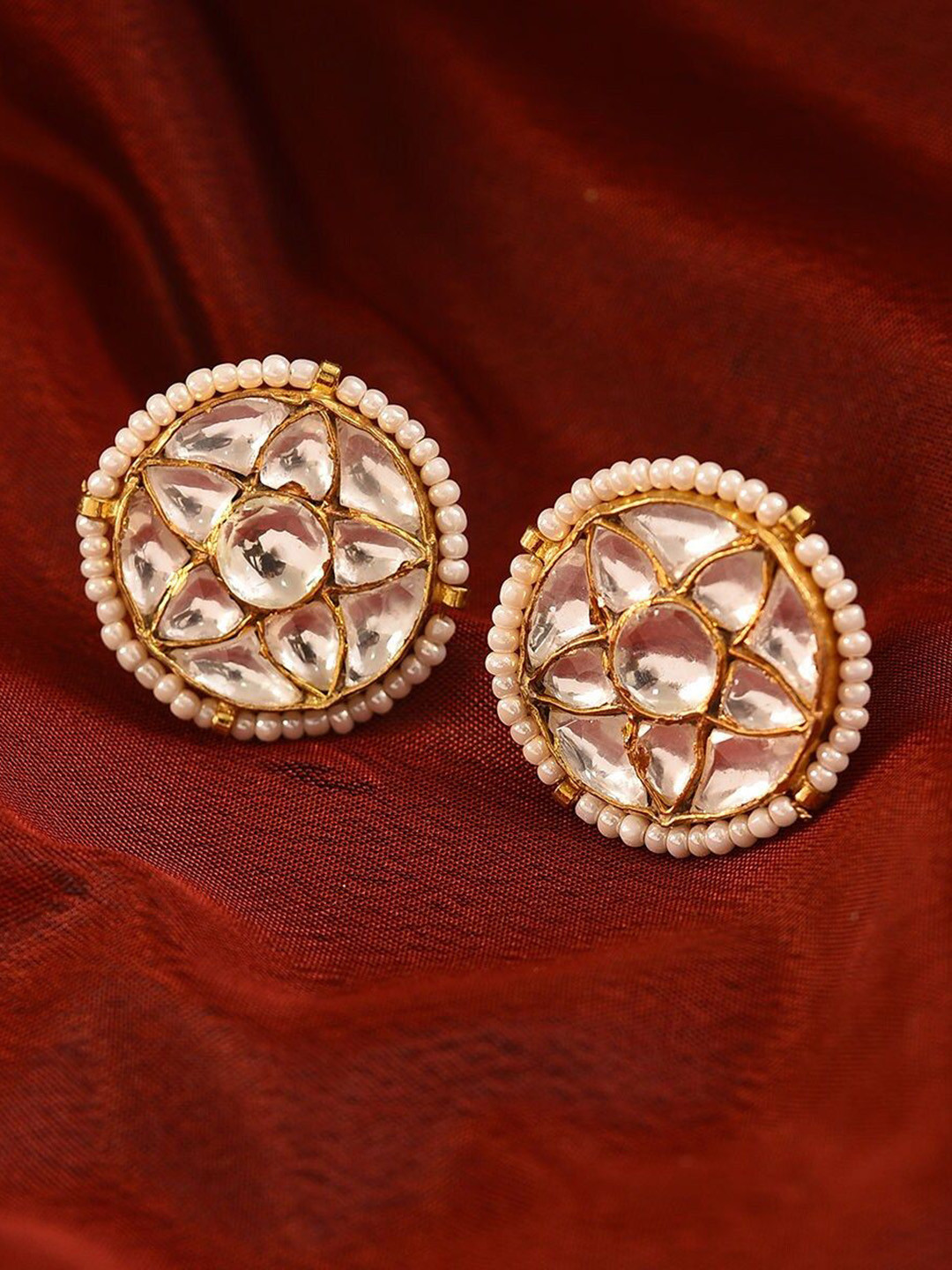 

JAYPORE Contemporary Jhumkas Earrings, Gold