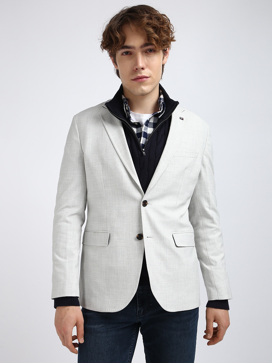 

Tommy Hilfiger Notched Lapel Single Breasted Blazer, Grey