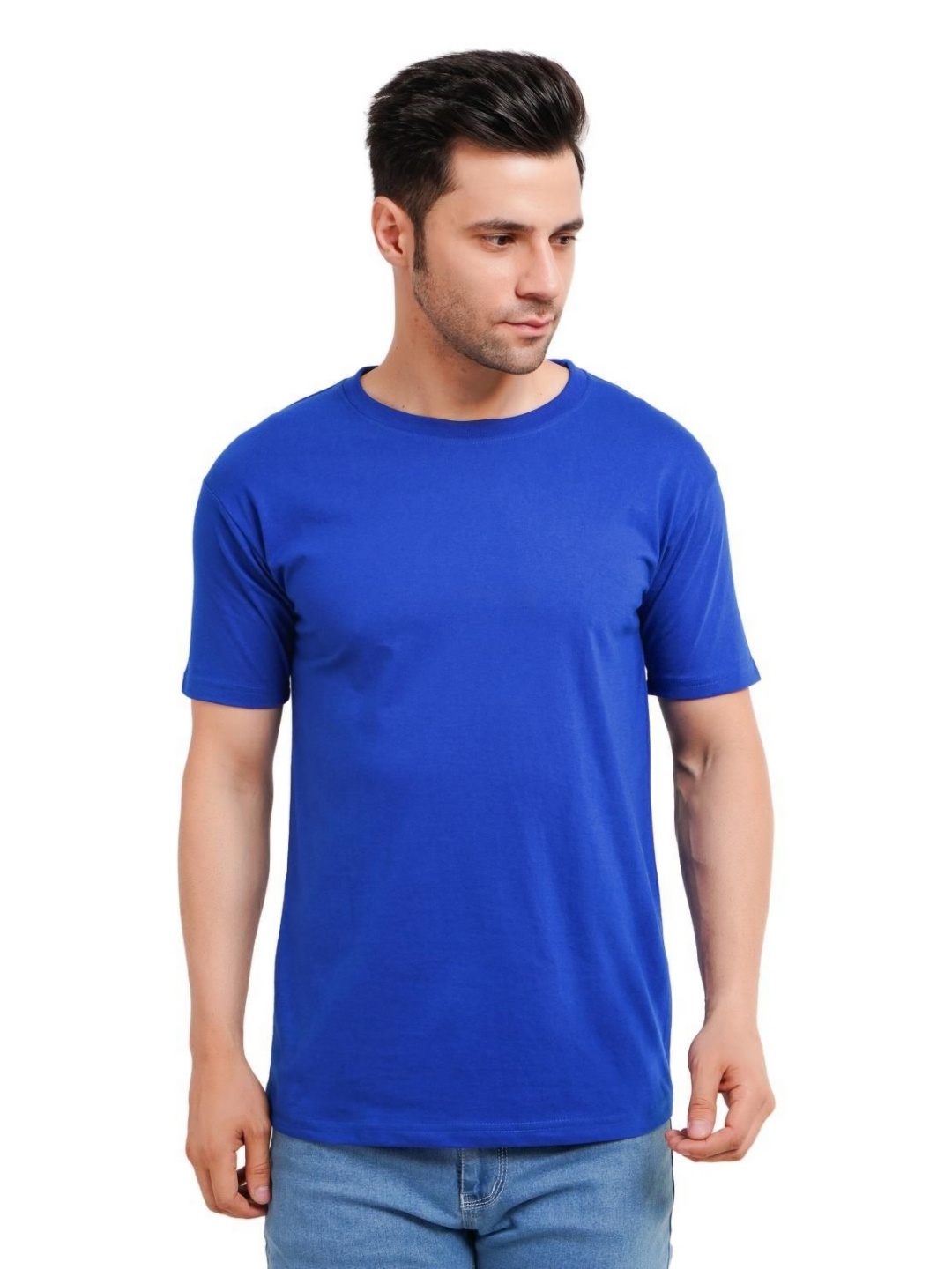 

XO Celebrating Love Men Solid Round Neck Cotton T-shirt, Blue