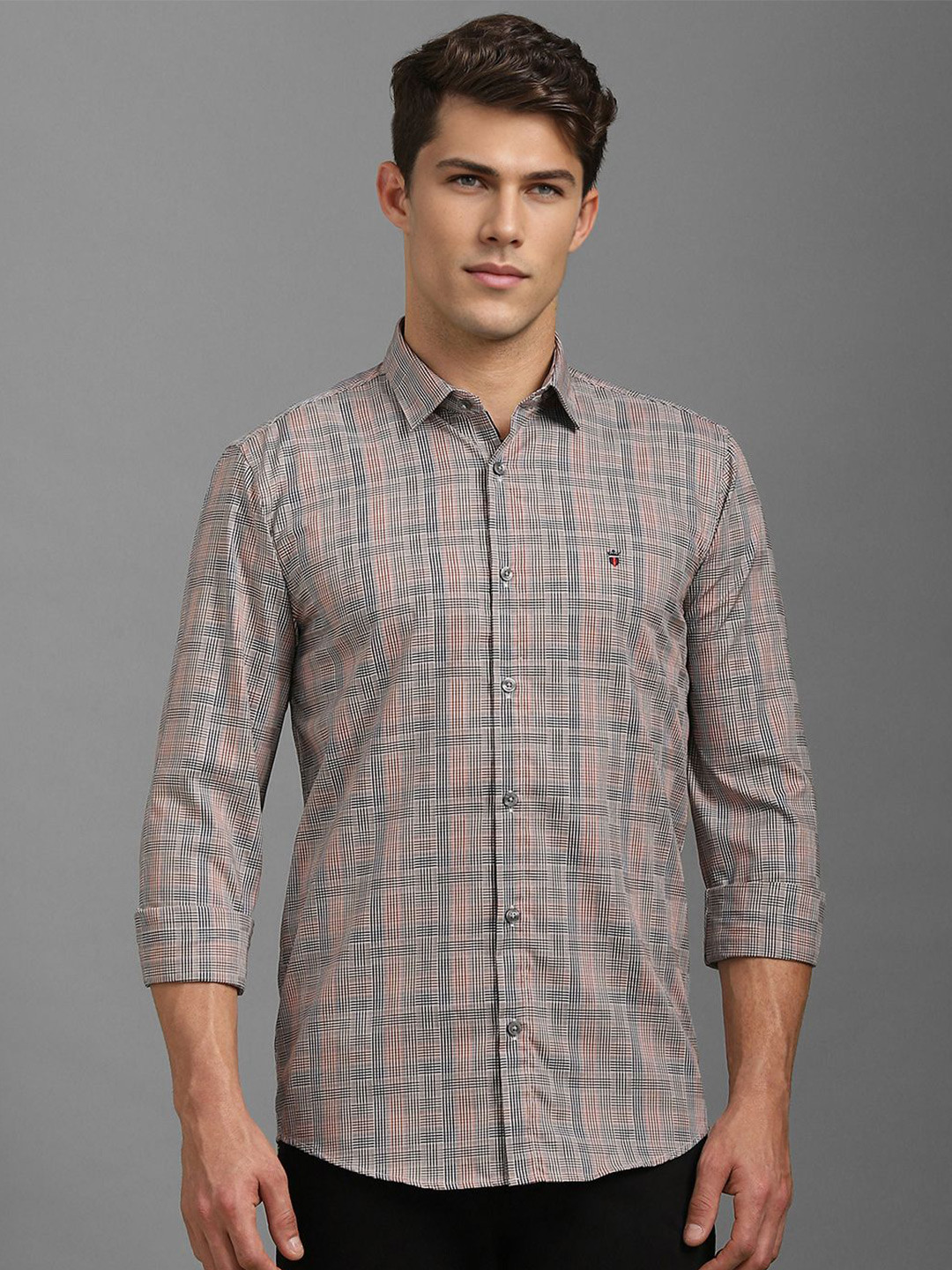 

Louis Philippe Sport Men Super Slim Fit Opaque Checked Casual Shirt, Grey