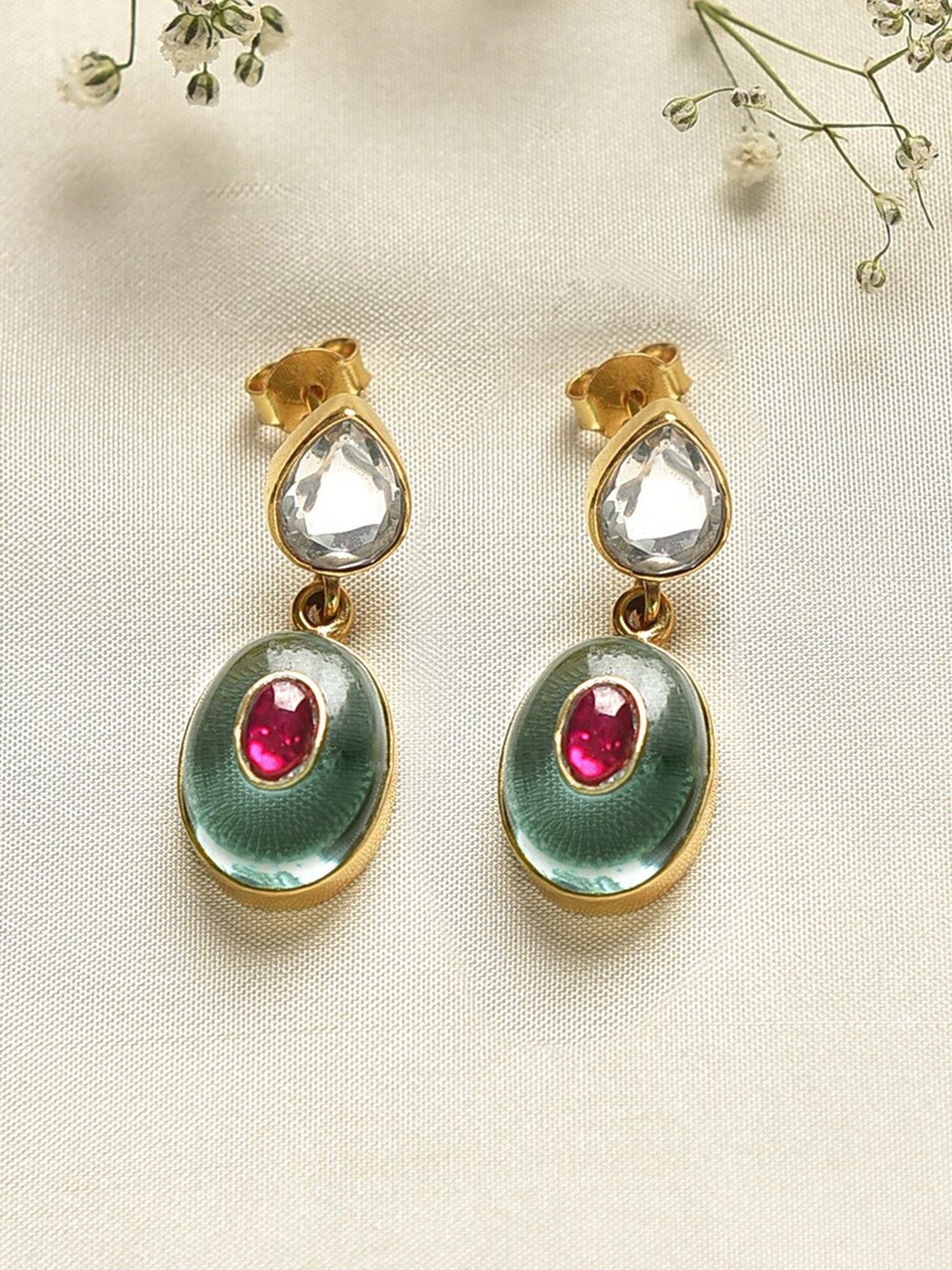 

JAYPORE Silver-Plated Contemporary Drop Earrings