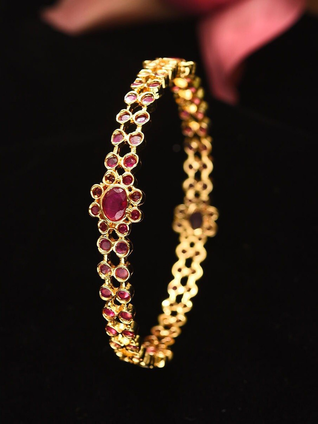 

JAYPORE Gold-Plated Stone Studded Bangle