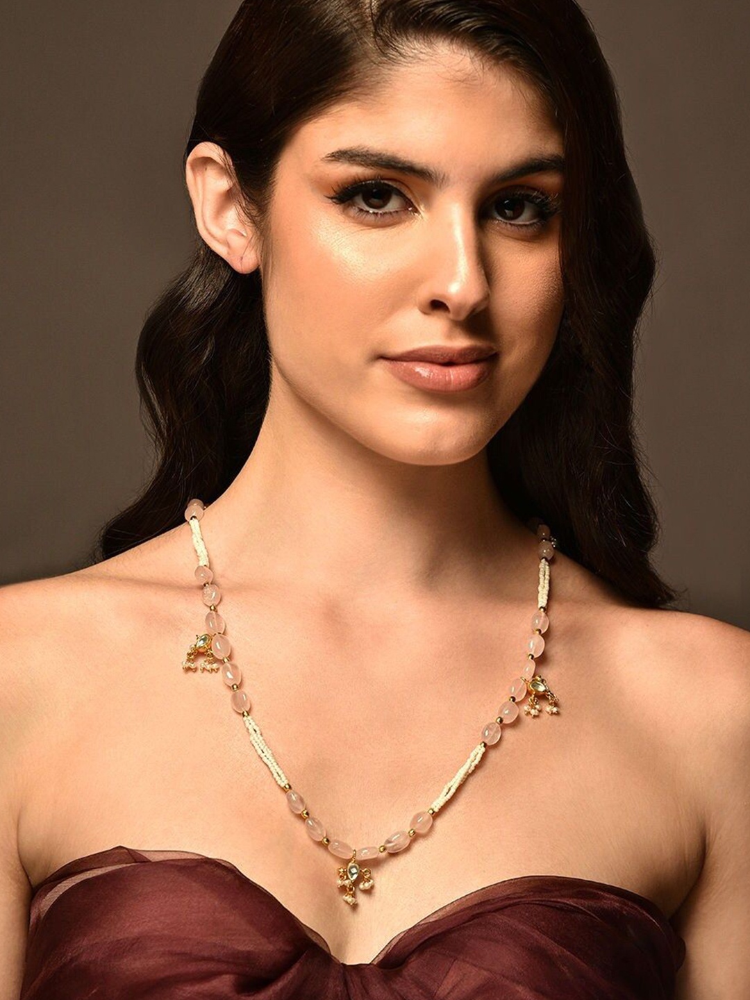 

JAYPORE Silver Gold-Plated Beaded Necklace