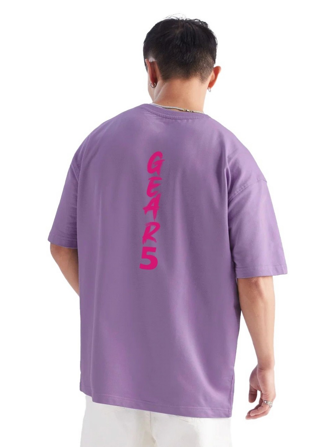 

fanideaz Men Typography Printed Round Neck Cotton Oversized T-shirt, Violet