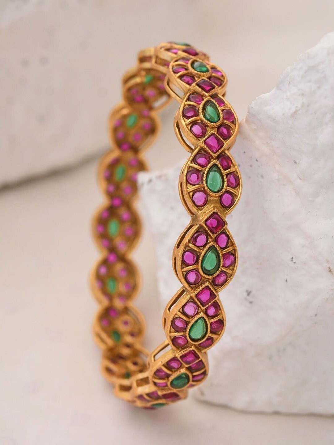 

JAYPORE Gold-Plated Stone Studded Bangle