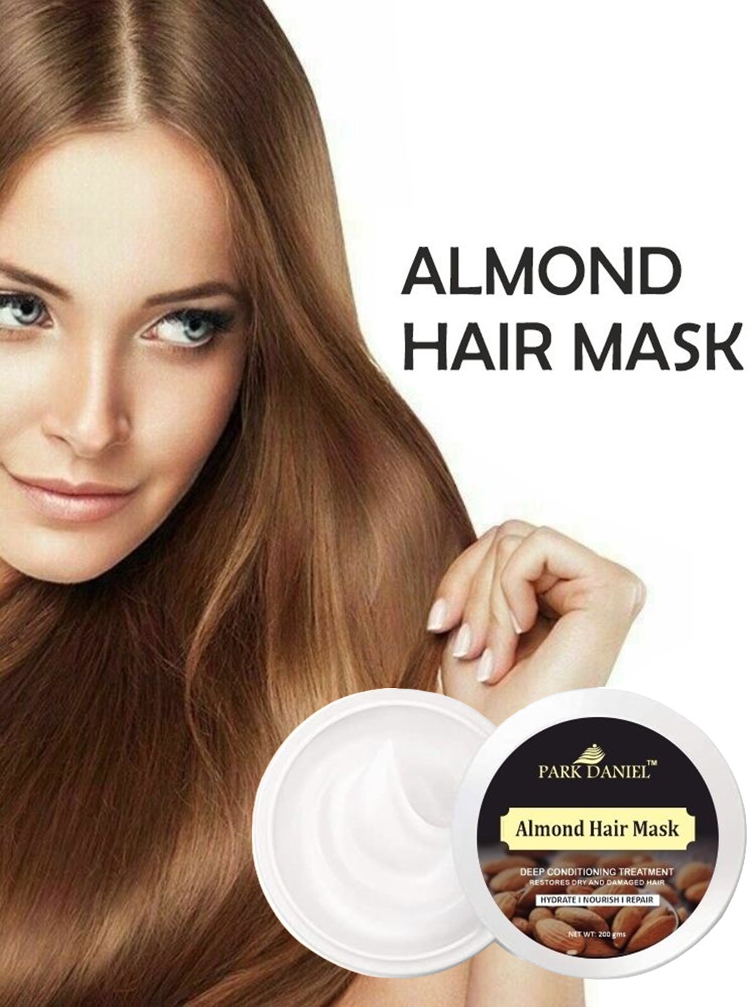 

Park Daniel Almond Hair Mask For Deep Conditioning Treatment - 200 g, White