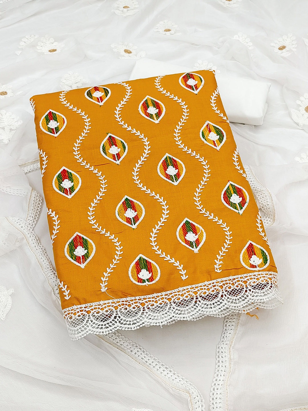 

Maroosh Embroidered Unstitched Dress Material, Yellow