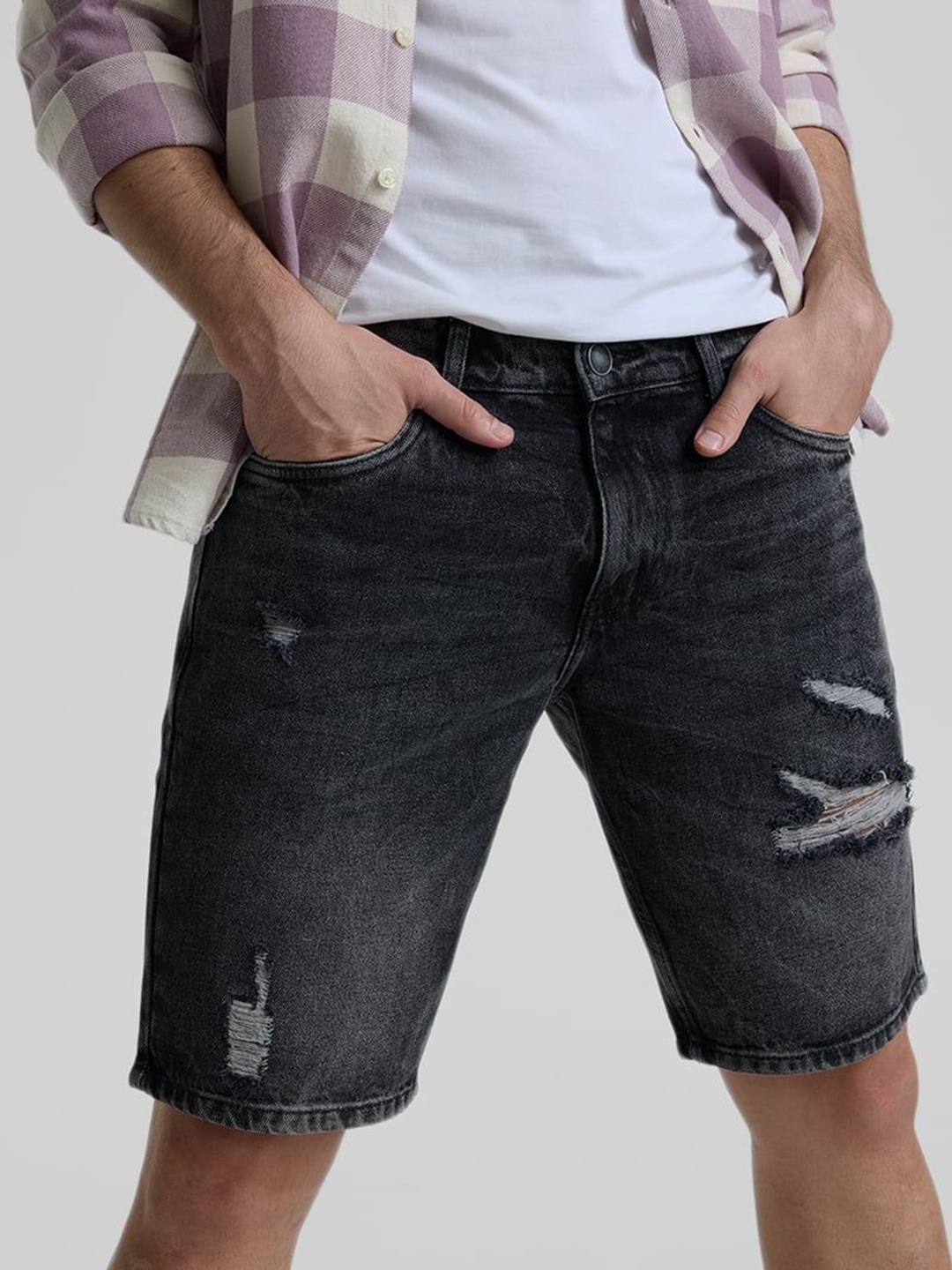 

Snitch Men Denim Shorts, Charcoal