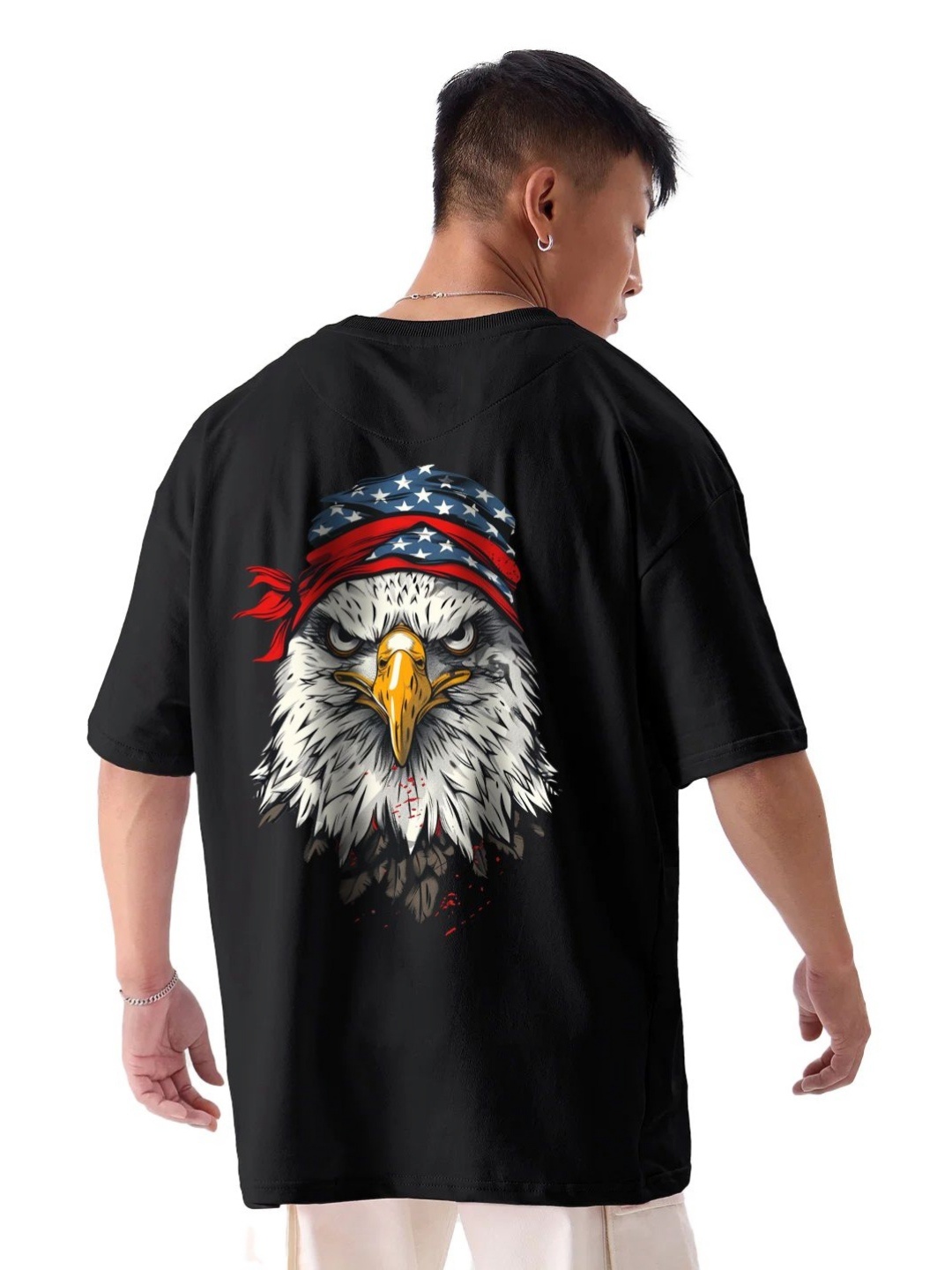 

fanideaz Men Graphic Printed Round Neck Cotton Oversized T-shirt, Black