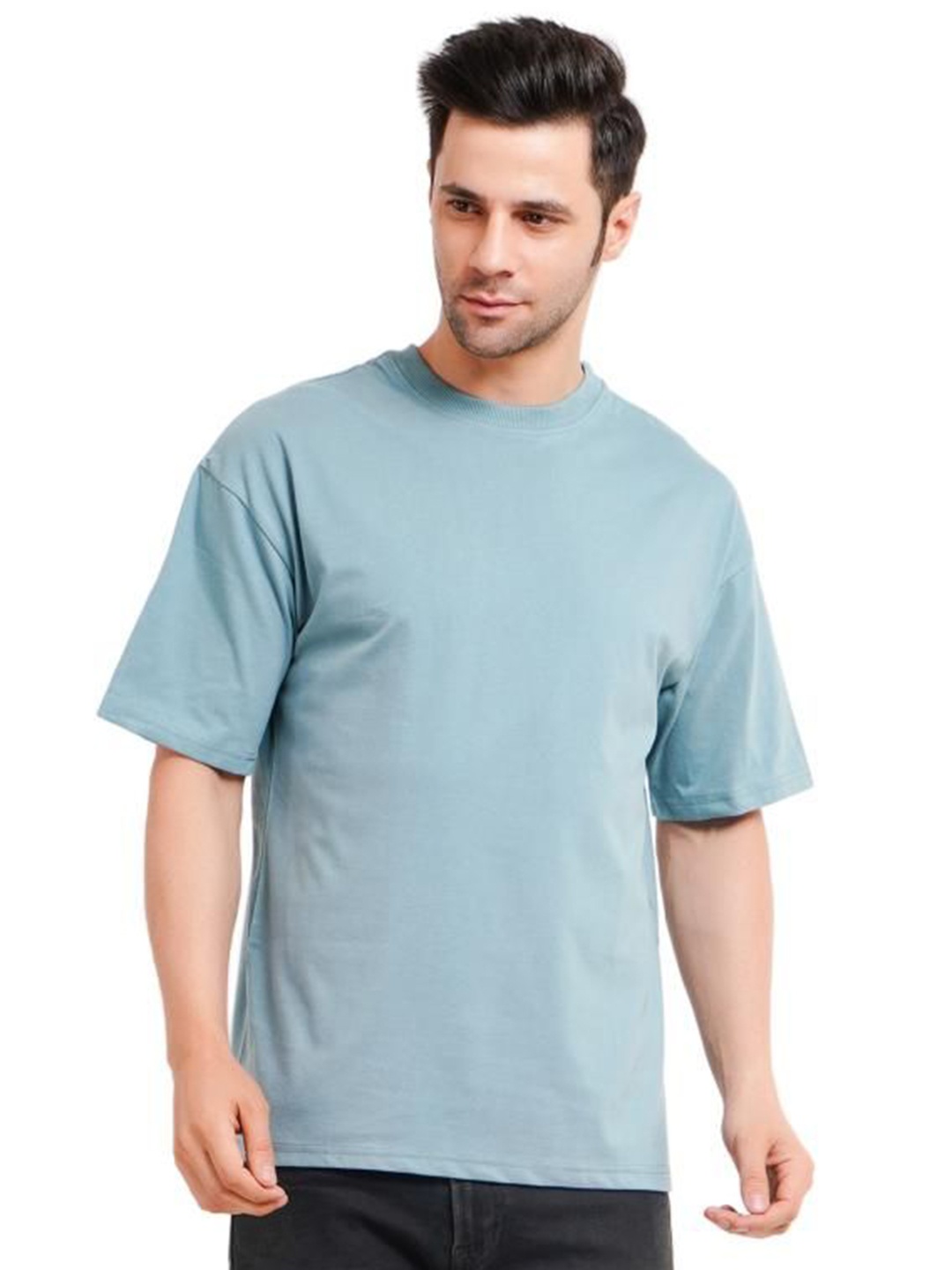 

XO Celebrating Love Men Solid Round Neck Cotton T-shirt, Blue