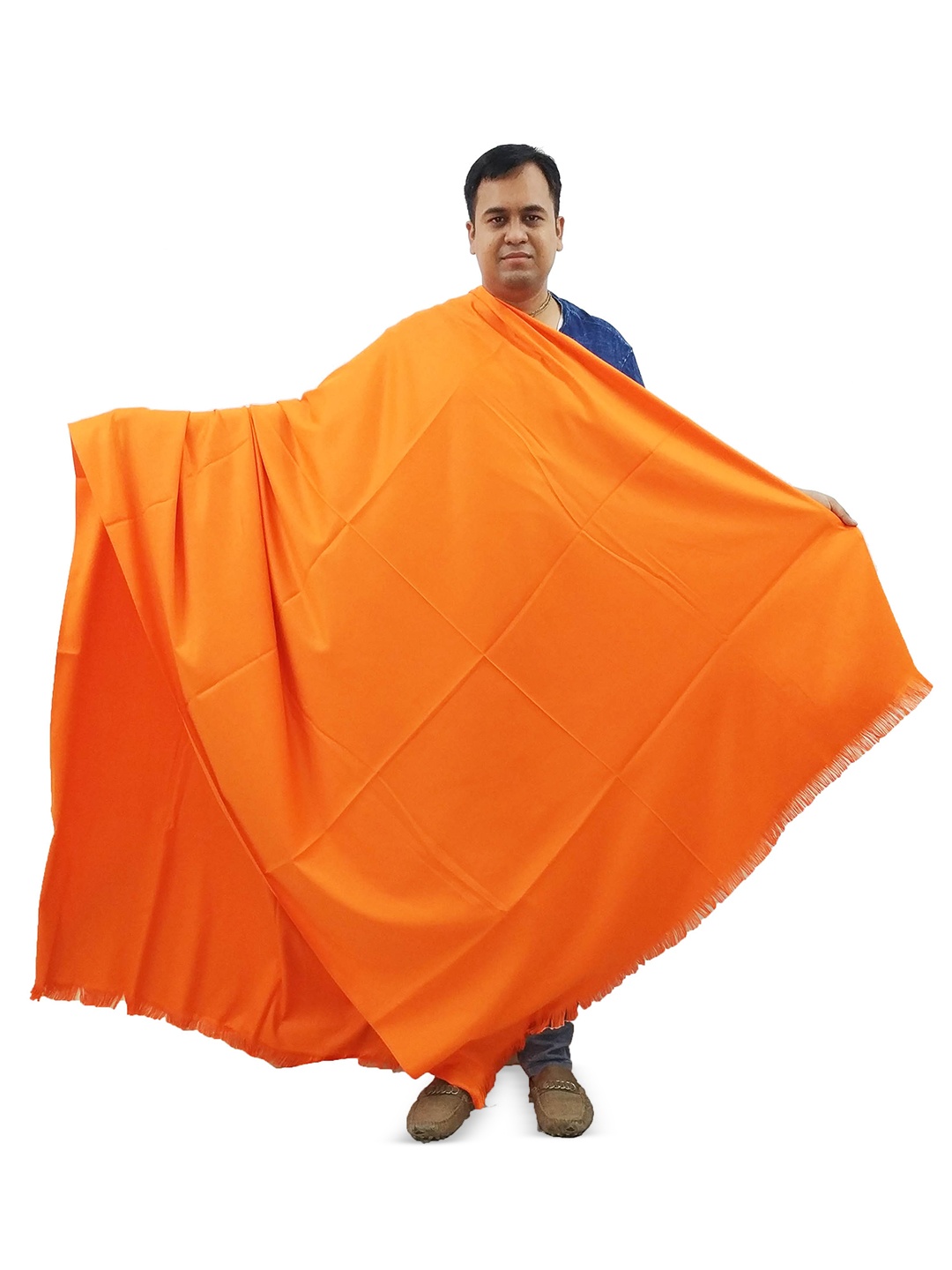 

Vrinde Fringed Border Pure Woollen Shawl, Orange