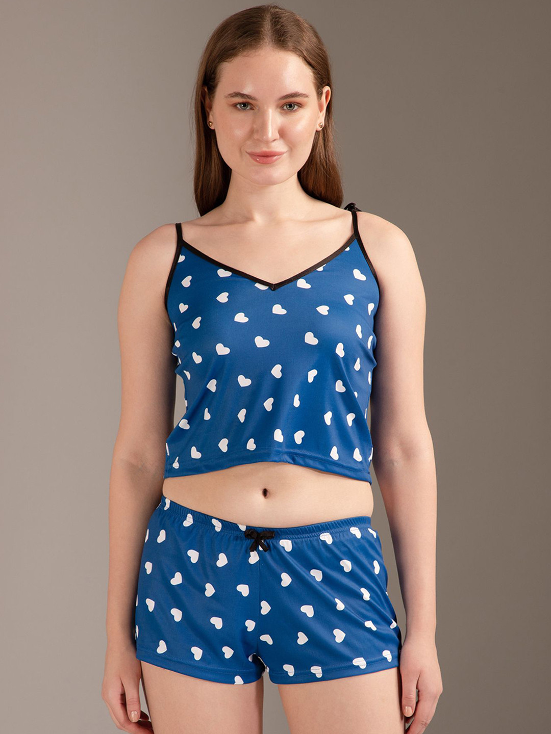 

Louis Bayrad Women Printed Night suit, Blue