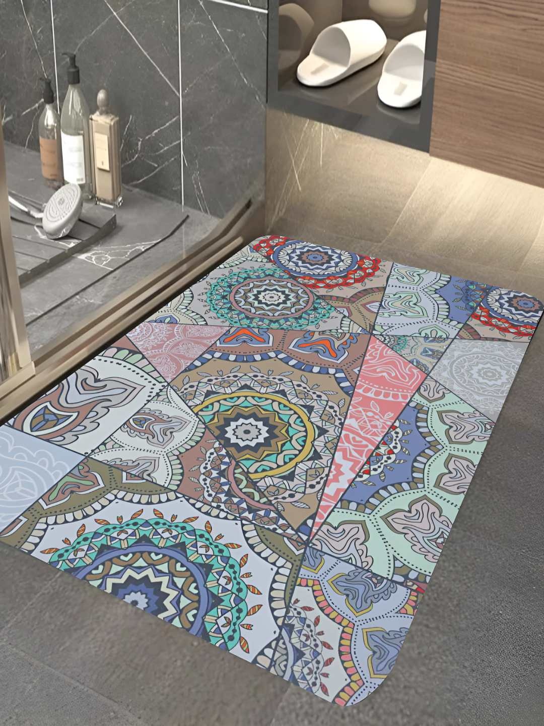 

HomeCloud Blue & Brown Rubber Ethnic Motifs Printed Non-Slip Floor Mat