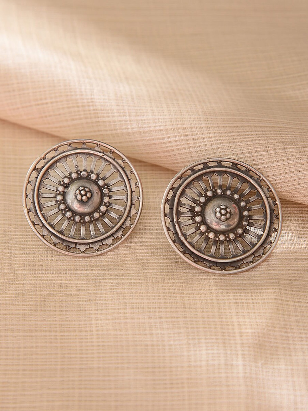 

JAYPORE Pure Silver Oxidised Contemporary Studs