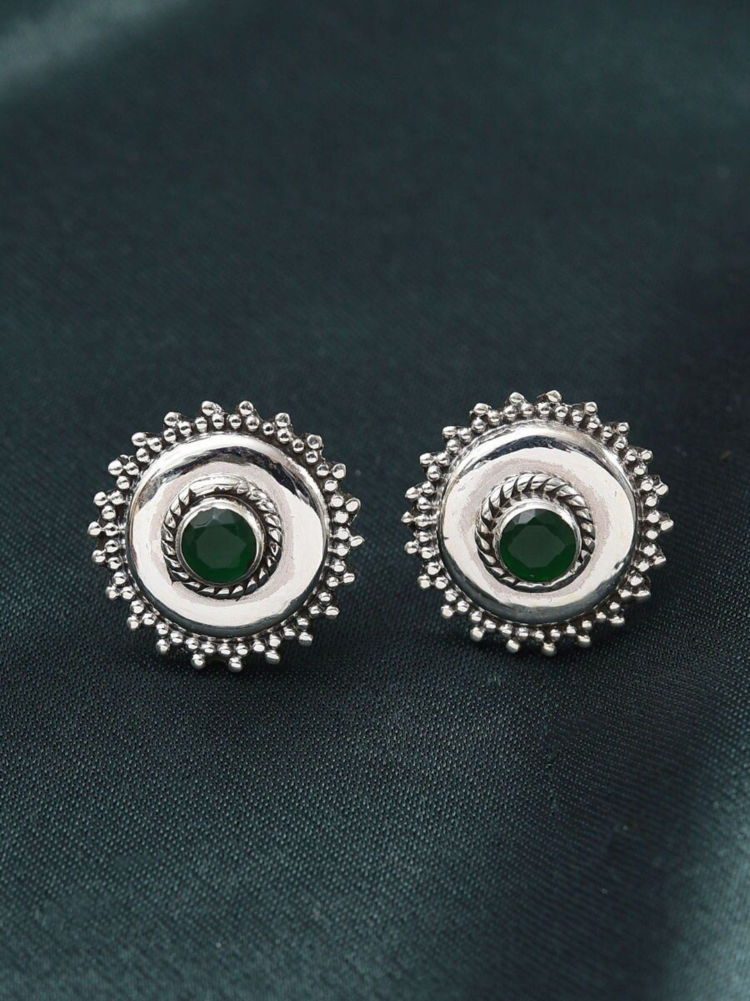 

JAYPORE Stone Studded Contemporary Studs Earrings, Silver
