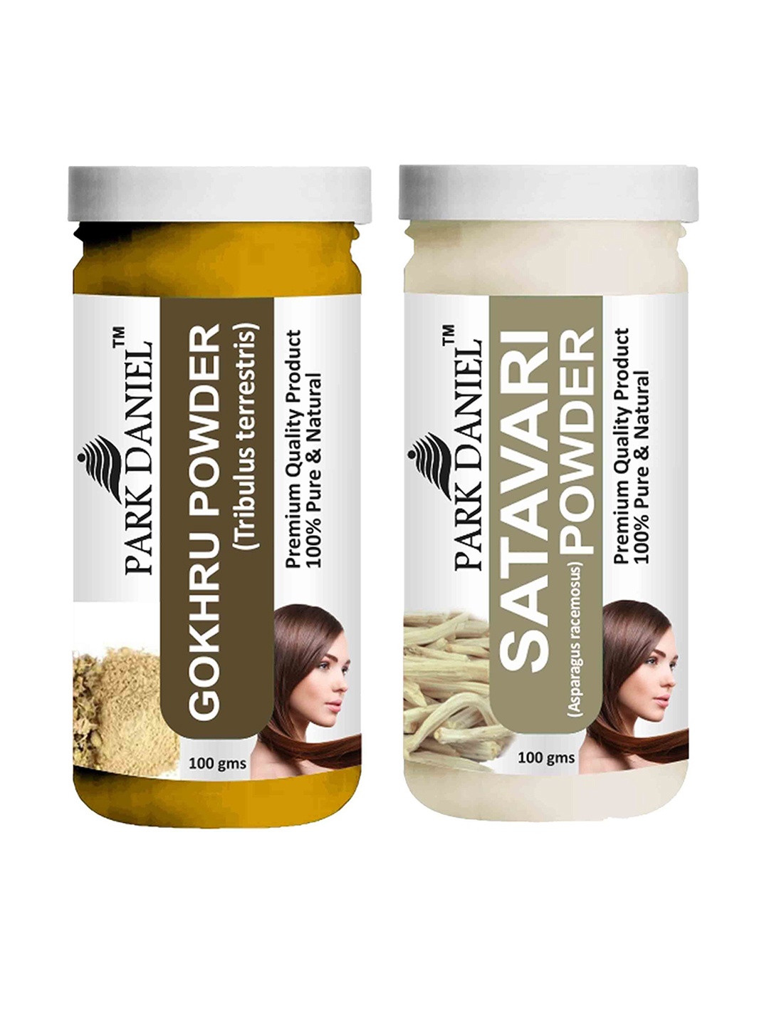 

Park Daniel Set Of 2 Gokhru & Satavari Powder For Hair & Skin- 100 g Each, Transparent