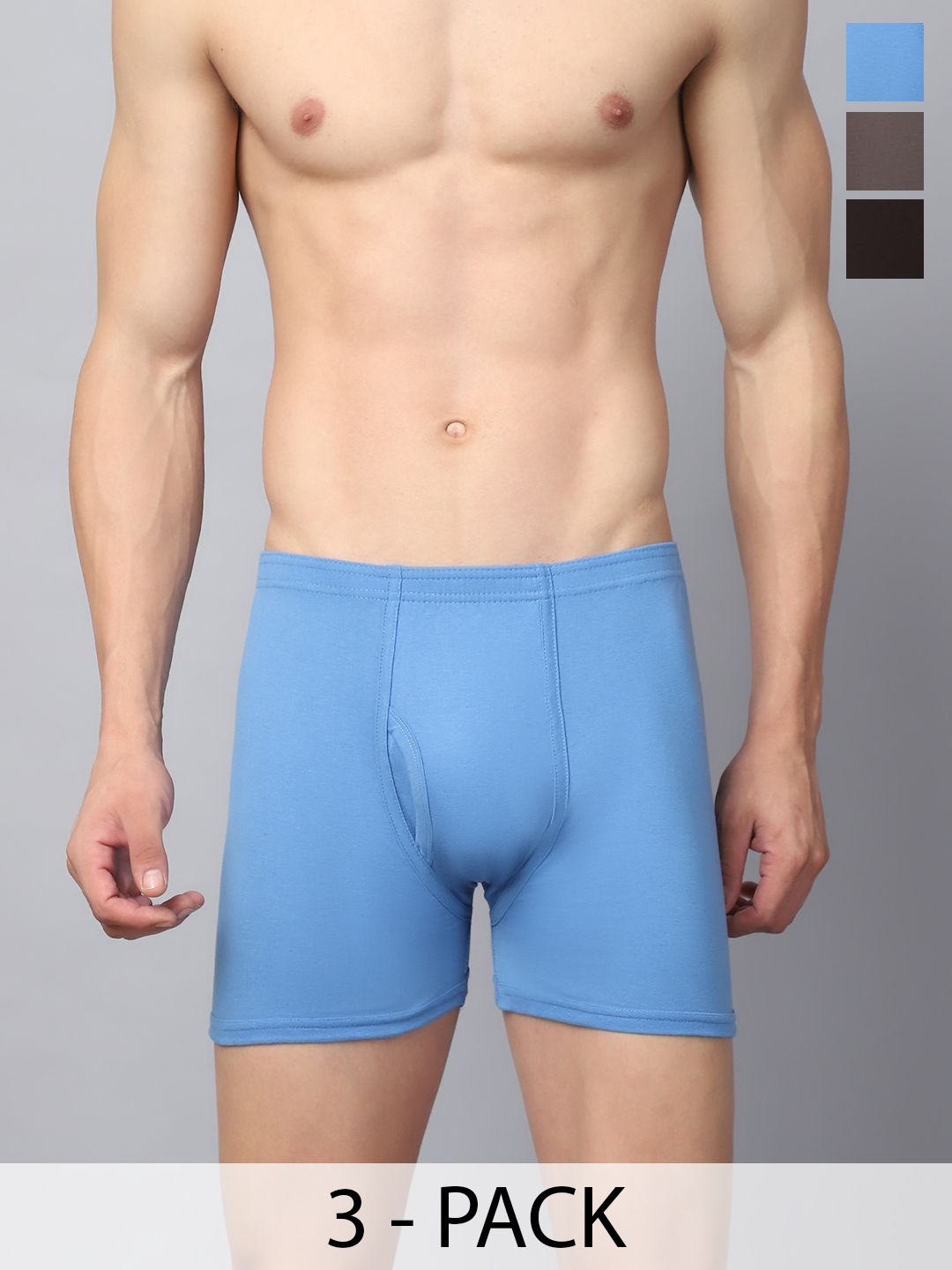 

VIMAL JONNEY Men Pack Of 3 Cotton Assorted Breathability Trunks JONNEY__BLUE__C__03