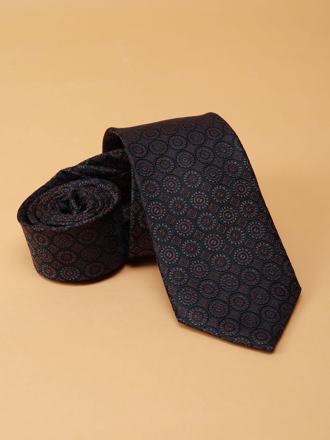 

Peter England Men Printed Skinny Tie, Black