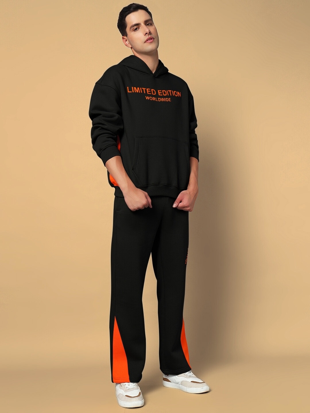 

WEARDUDS Printed Hooded Sweatshirt With Trouser Co-Ords, Black