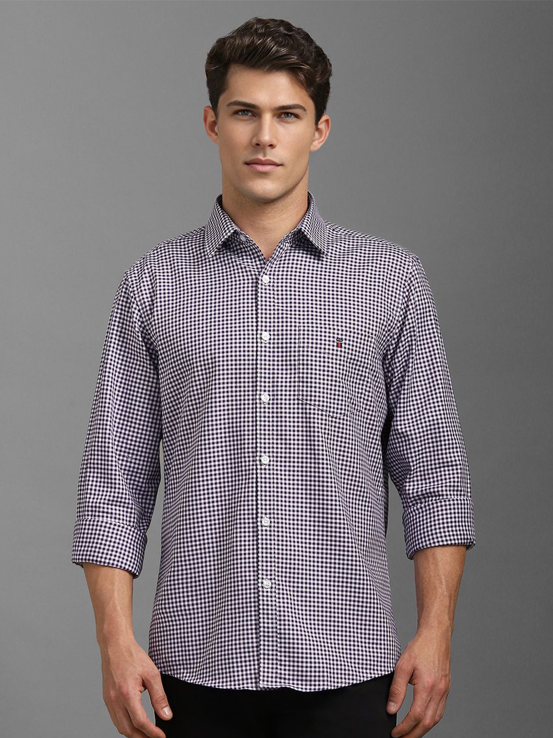 

Louis Philippe Sport Men Slim Fit Opaque Checked Casual Shirt, Purple