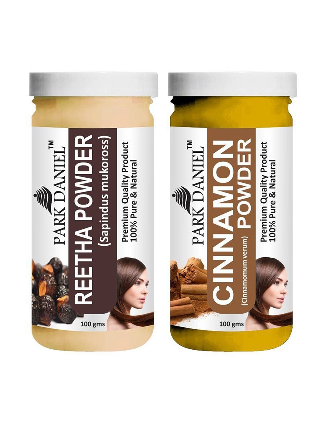 

Park Daniel Set Of 2 Pure Reetha & Cinnamon Powder - 100 g Each, Transparent