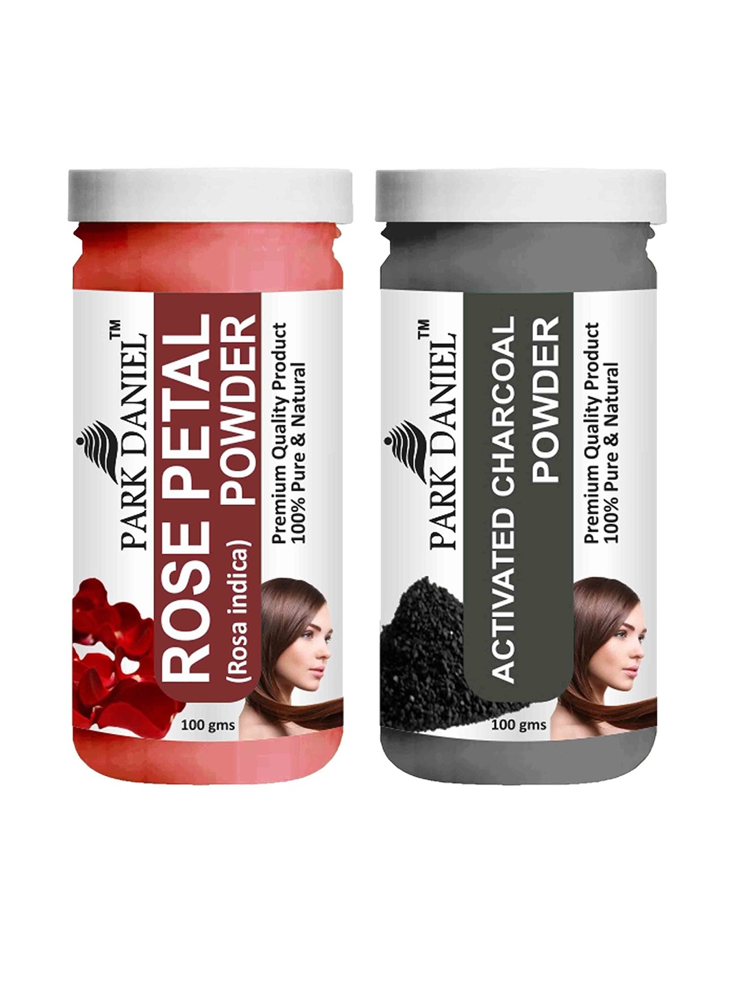 

Park Daniel Set Of 2 Rose Powder & Activated Charcoal Powder Face Pack - 100 g Each, Transparent