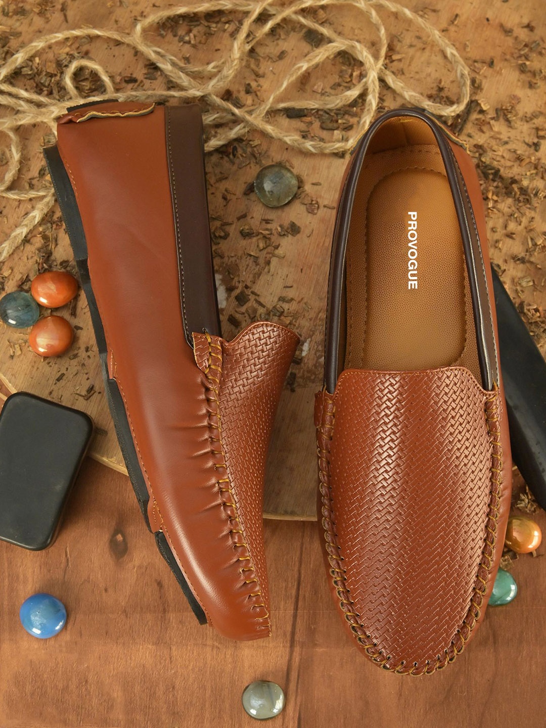 

Provogue Men Slip-On Casual Loafers, Tan