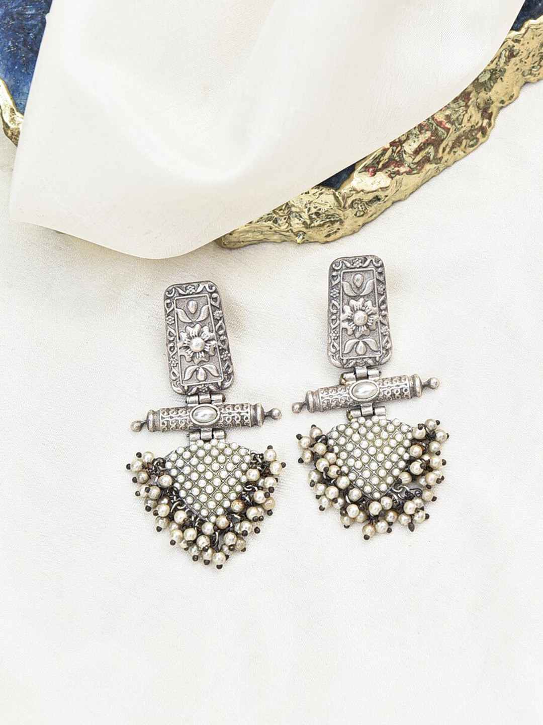 

JAYPORE Contemporary Drop Earrings, Silver